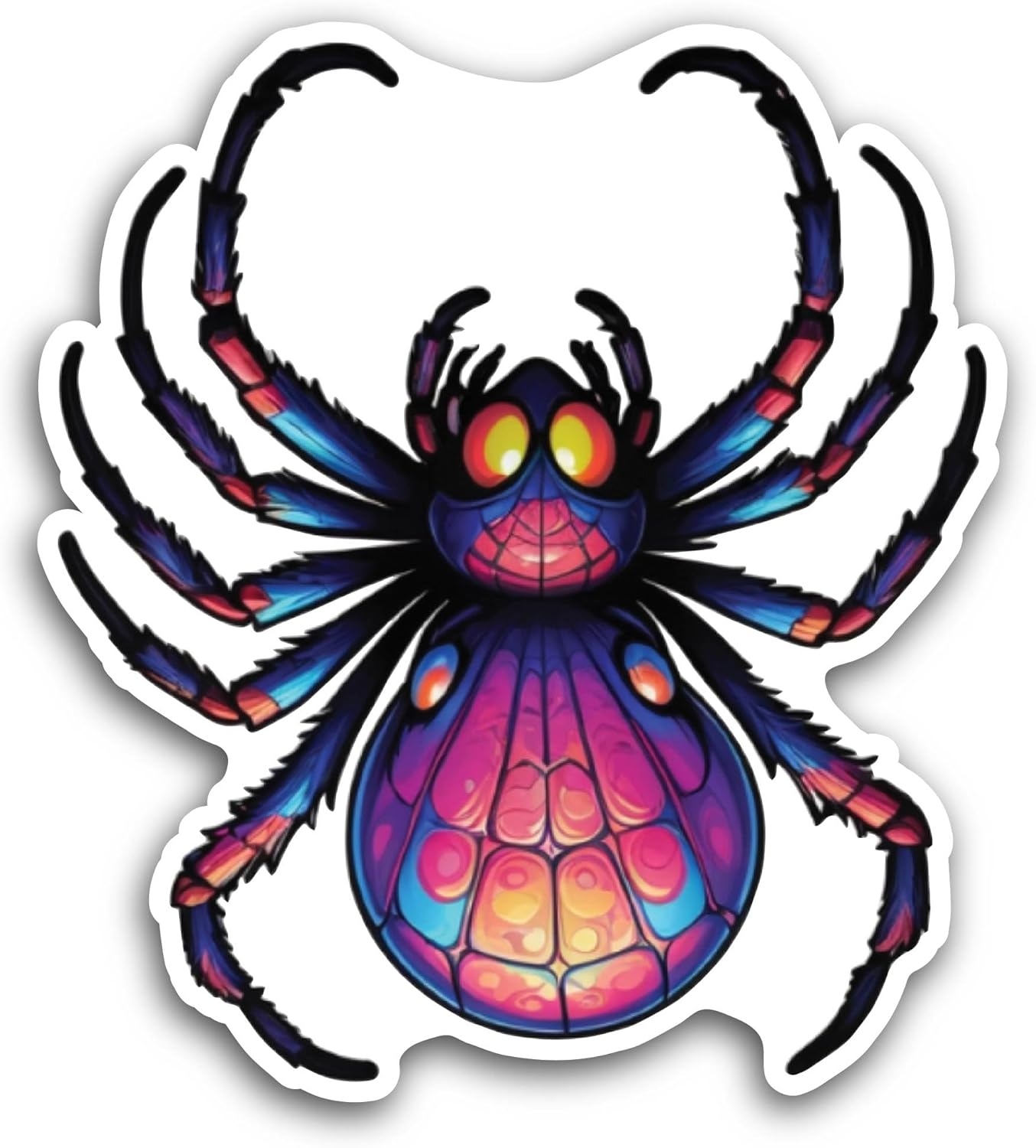 2 (Pieces) 3" and 5" Colorful Spider Closeup Sticker, Waterproof Vinyl Decals for Many Purpose Like Cars, Trucks, Laptops, Phones, Windows and More