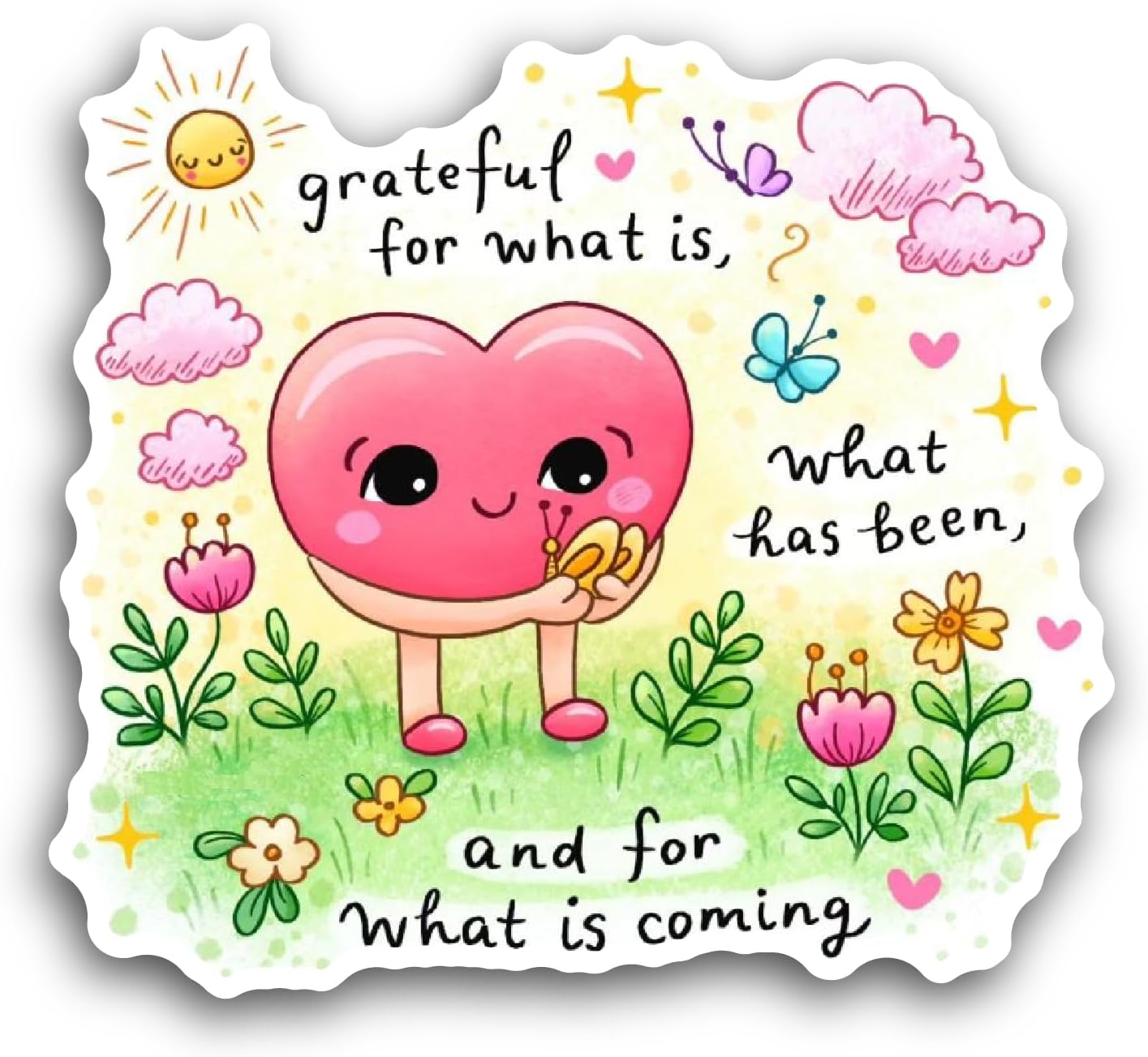 2 (Pieces) 3" and 5" Cute Heart with Text Sticker, Waterproof Vinyl Decals for Many Purpose Like Cars, Trucks, Laptops, Phones, Windows and More