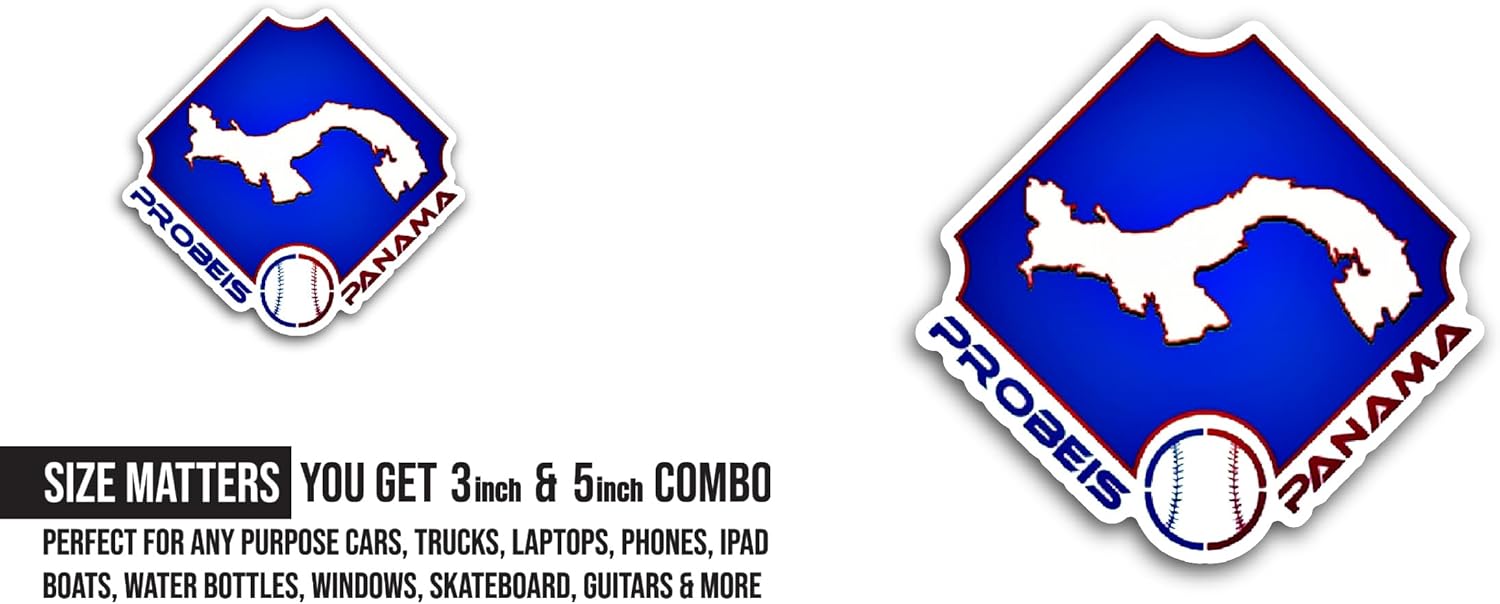 2 (Pieces) 3" and 5" Panamanian Pr0fessional Baseball Sticker, Waterproof Vinyl Decals for Many Purpose Like Cars, Trucks, Laptops, Phones, Windows and More