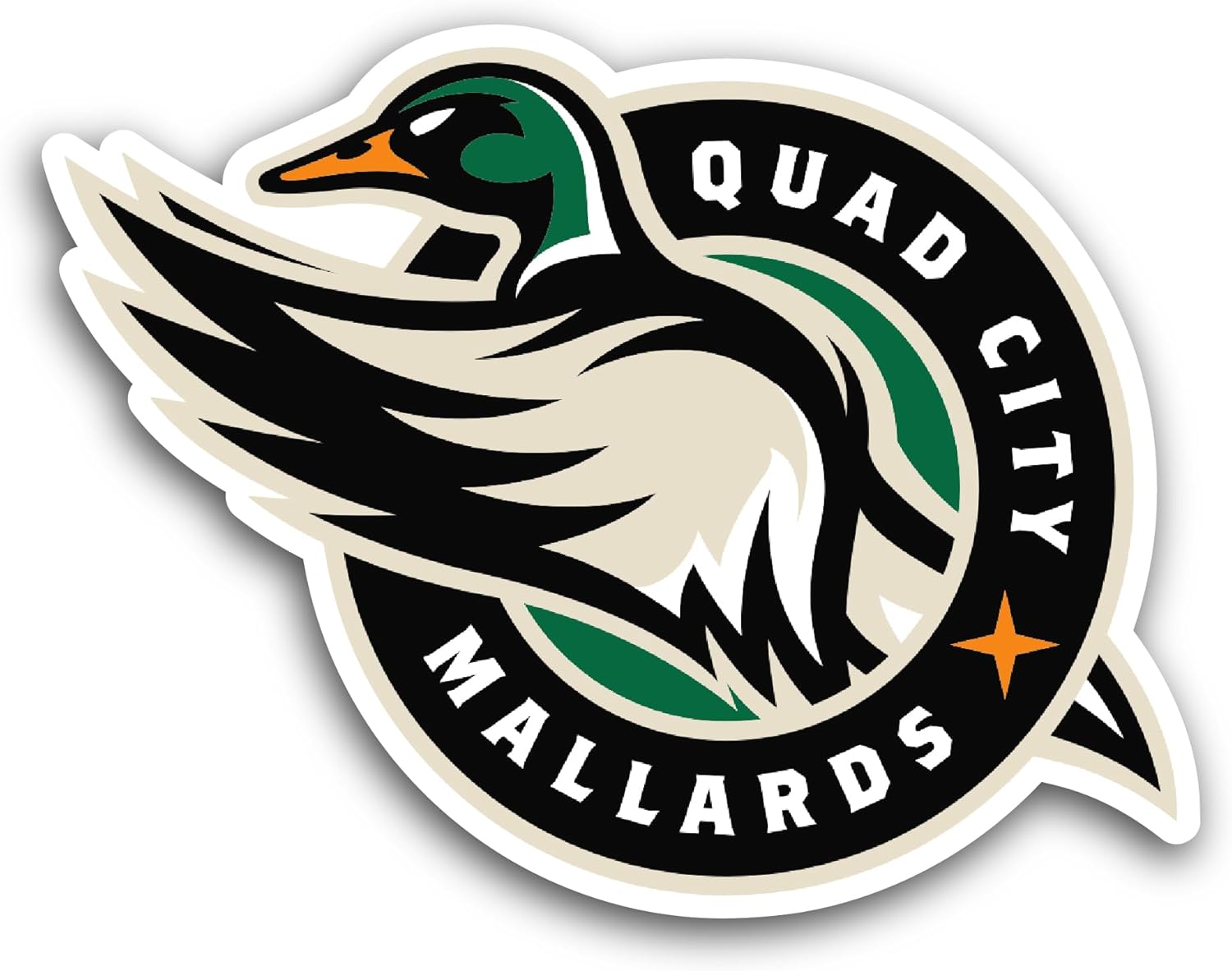 2 (Pieces) 3" and 5" Quad City M@llards Sticker, Waterproof Vinyl Decals for Many Purpose Like Cars, Trucks, Laptops, Phones, Windows and More