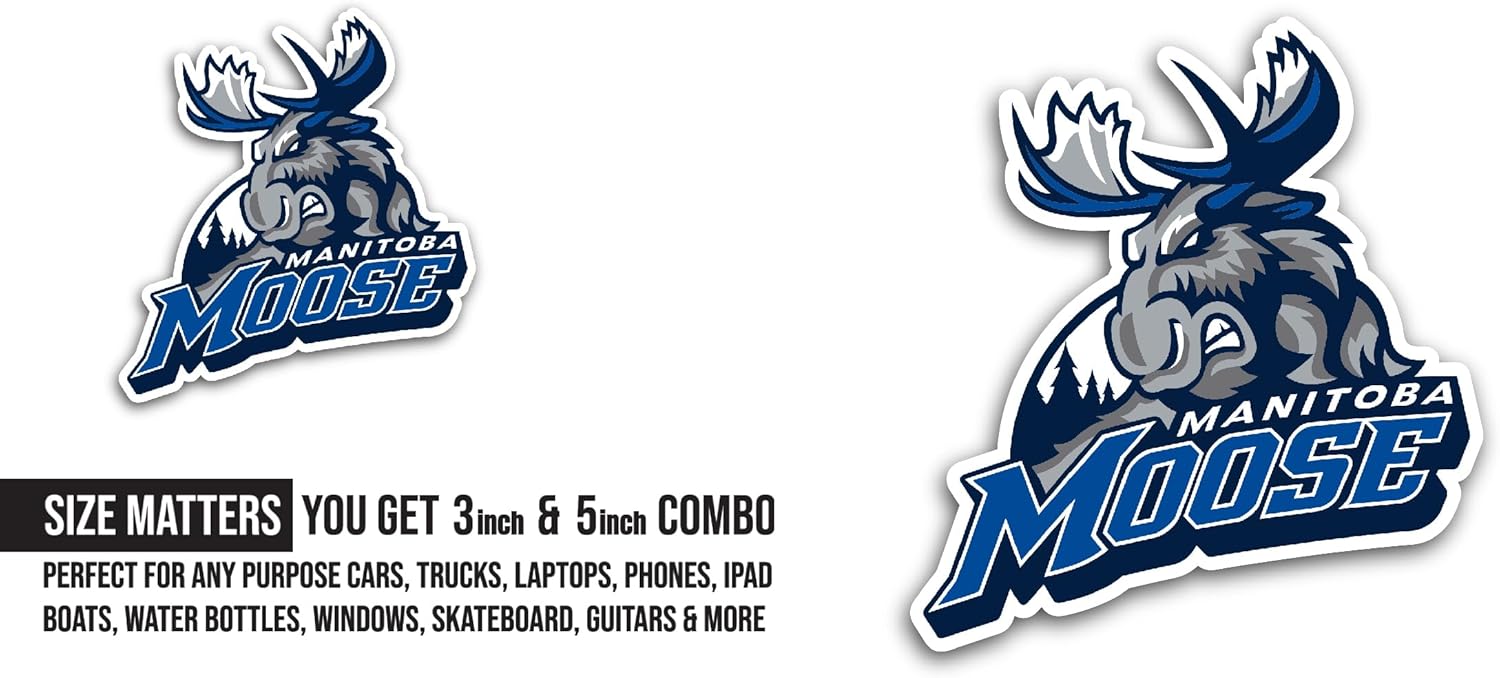 2 (Pieces) 3" and 5" Manitoba M00se Sticker, Waterproof Vinyl Decals for Many Purpose Like Cars, Trucks, Laptops, Phones, Windows and More