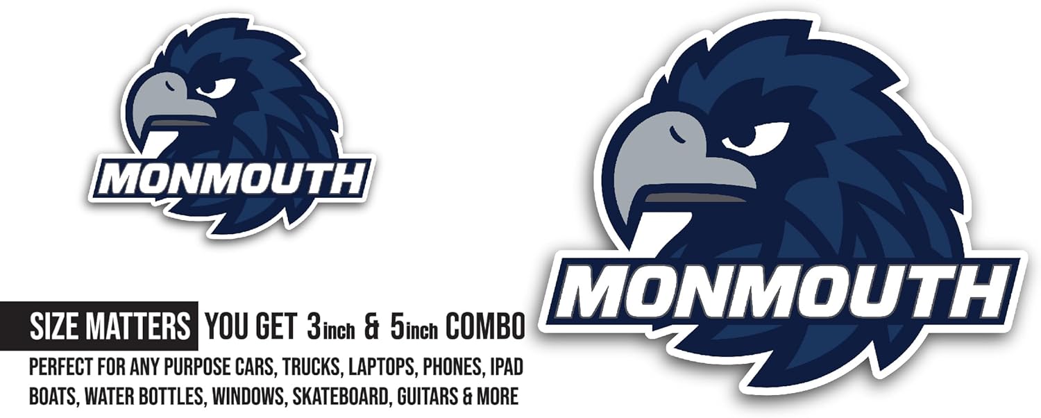 2 (Pieces) 3" and 5" Monm0uth Hawks Sticker, Waterproof Vinyl Decals for Many Purpose Like Cars, Trucks, Laptops, Phones, Windows and More