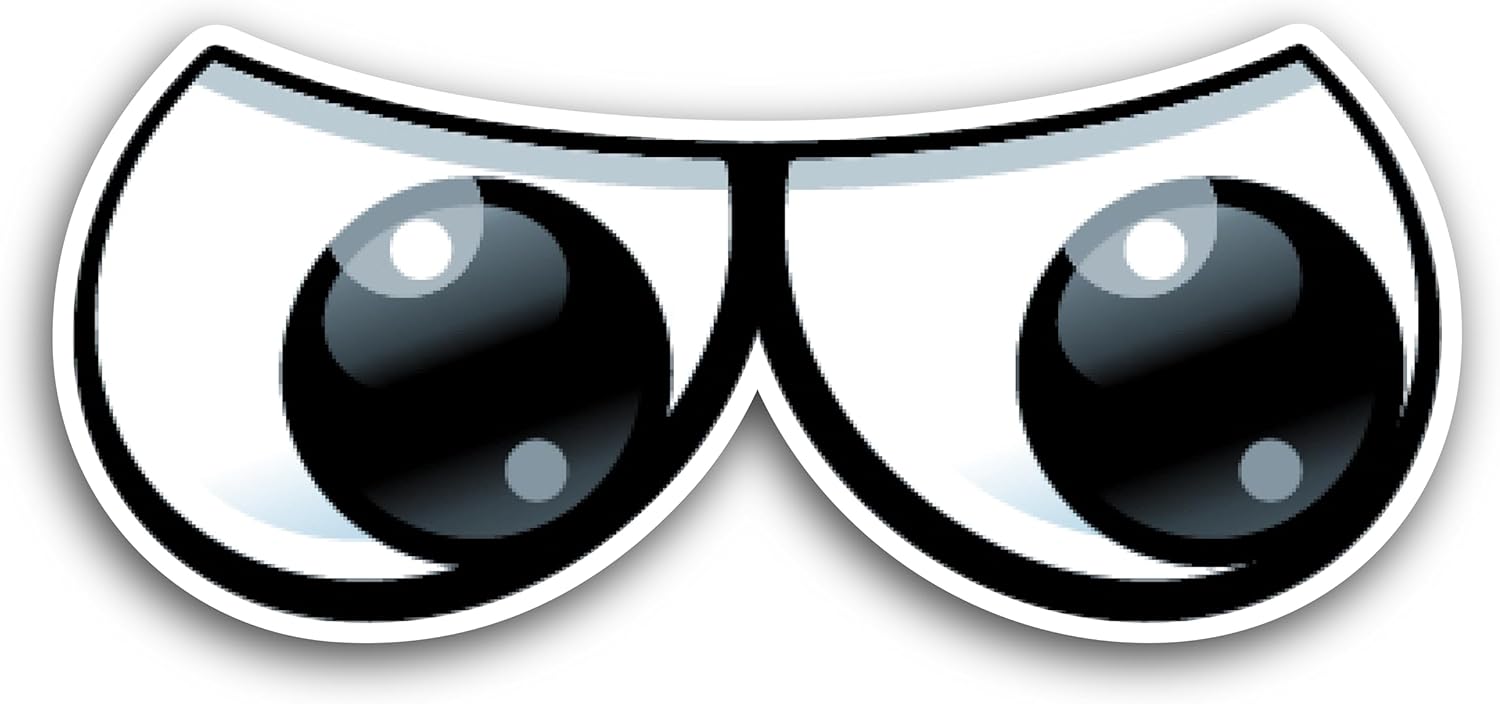 2 (Pieces) 3" and 5" Staring Eyes Decal Sticker, Waterproof Vinyl Decals for Many Purpose Like Cars, Trucks, Laptops, Phones, Windows and More