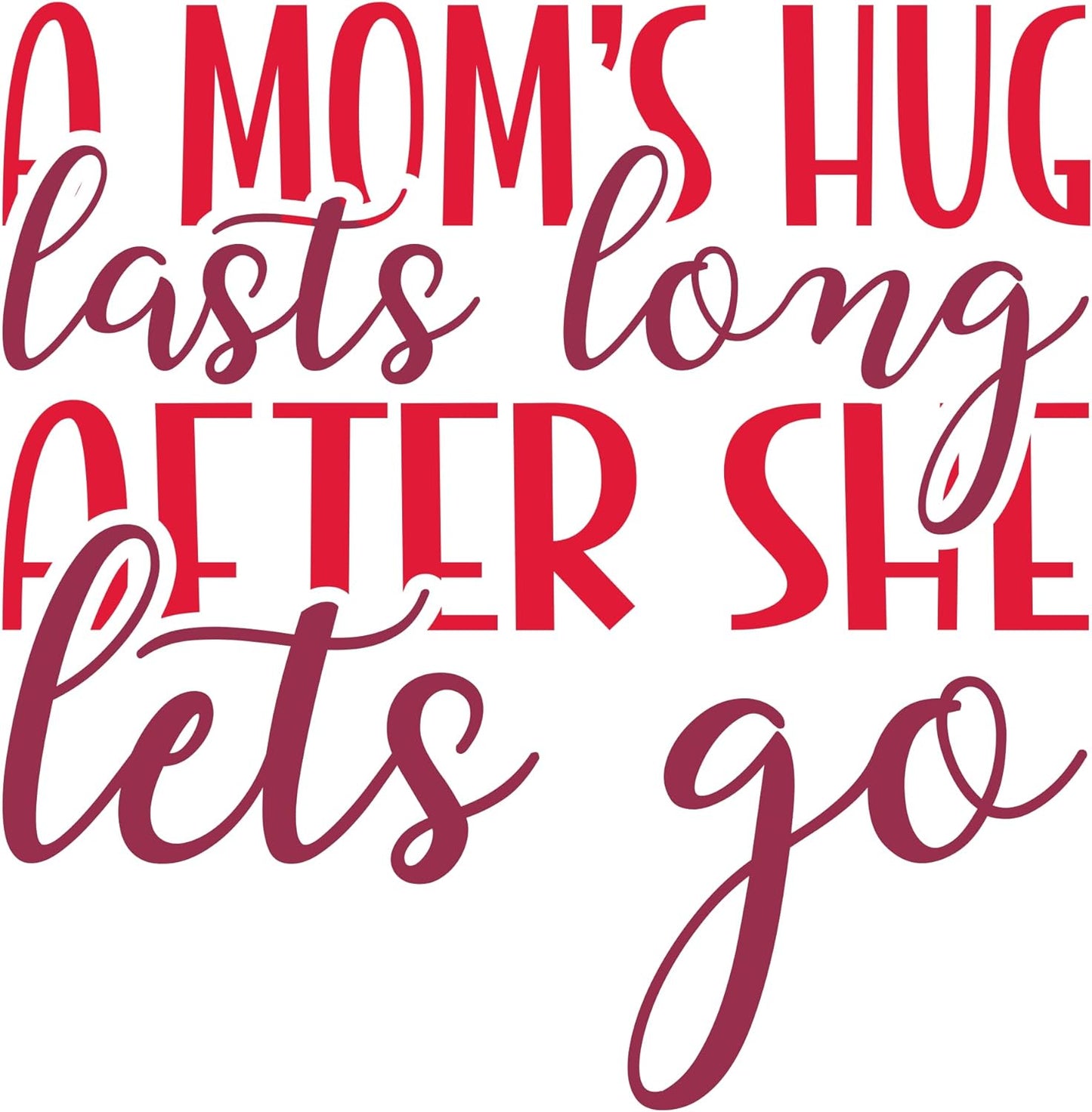 Inspirational Quote "A Mom Hug Lasts Long After She Lets go" Motivational Sticker Vinyl Decal Motivation Stickers- 5" Vinyl Sticker Waterproof