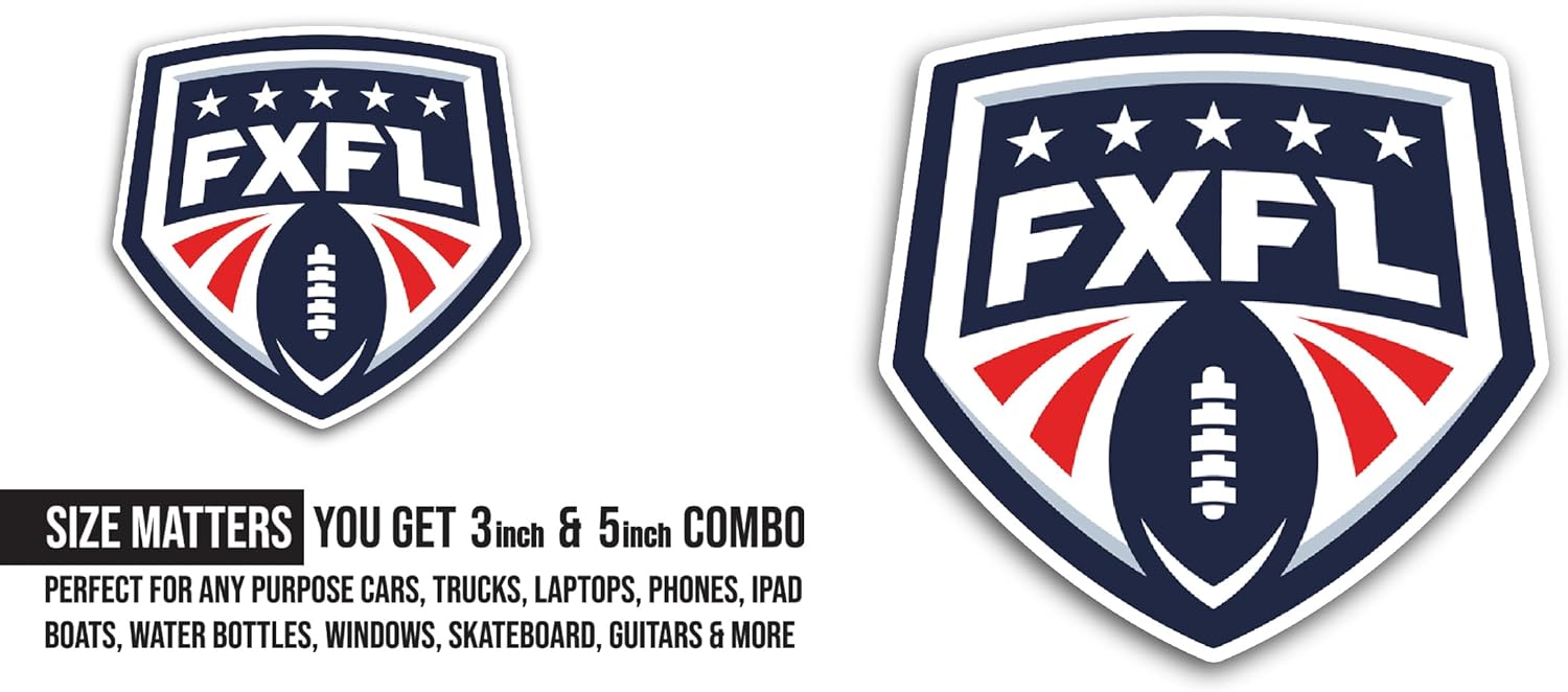 2 (Pieces) 3" and 5" FXFL Sticker, Waterproof Vinyl Decals for Many Purpose Like Cars, Trucks, Laptops, Phones, Windows and More