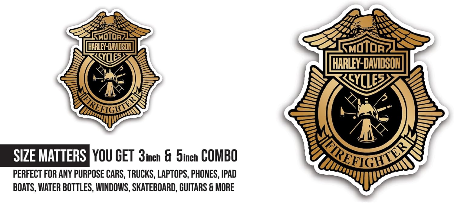 2 (Pieces) 3" and 5" Firefighter Text Sticker, Waterproof Vinyl Decals for Many Purpose Like Cars, Trucks, Laptops, Phones, Windows and More