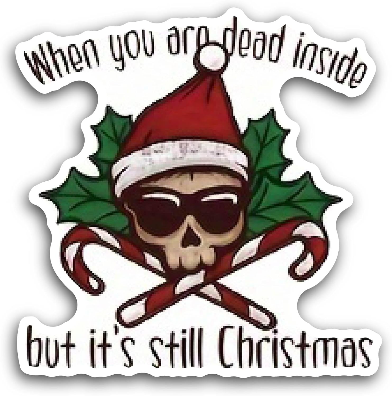 2 (Pieces) 3" and 5" Skull Santa Sticker, Waterproof Vinyl Decals for Many Purpose Like Cars, Trucks, Laptops, Phones, Windows and More