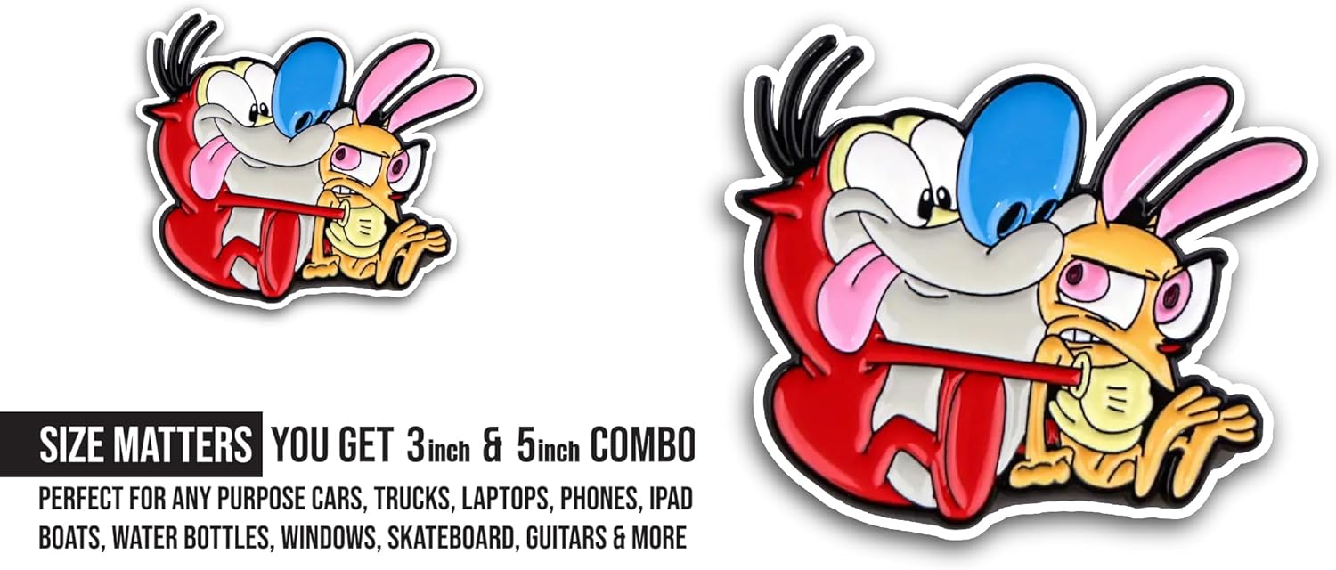 2 (Pieces) 3" and 5" Funny Cartoon Characters Sticker, Waterproof Vinyl Decals for Many Purpose Like Cars, Trucks, Laptops, Phones, Windows and More