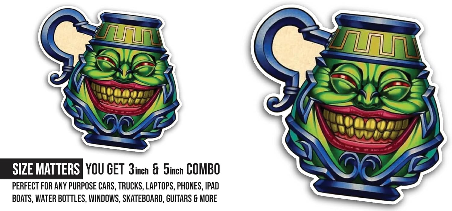 2 (Pieces) 3" and 5" Pot with Face On It Sticker, Waterproof Vinyl Decals for Many Purpose Like Cars, Trucks, Laptops, Phones, Windows and More