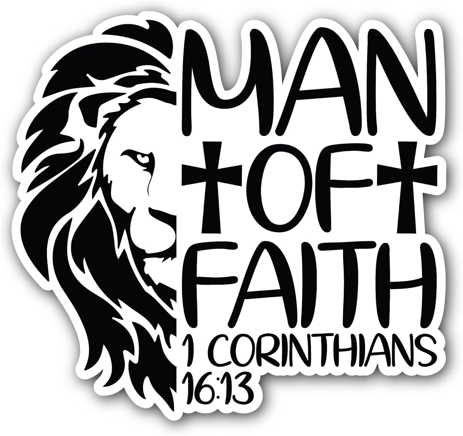 2 (Pieces) 3" and 5" Man of Faith Sticker, Waterproof Vinyl Decals for Many Purpose Like Cars, Trucks, Laptops, Phones, Windows and More