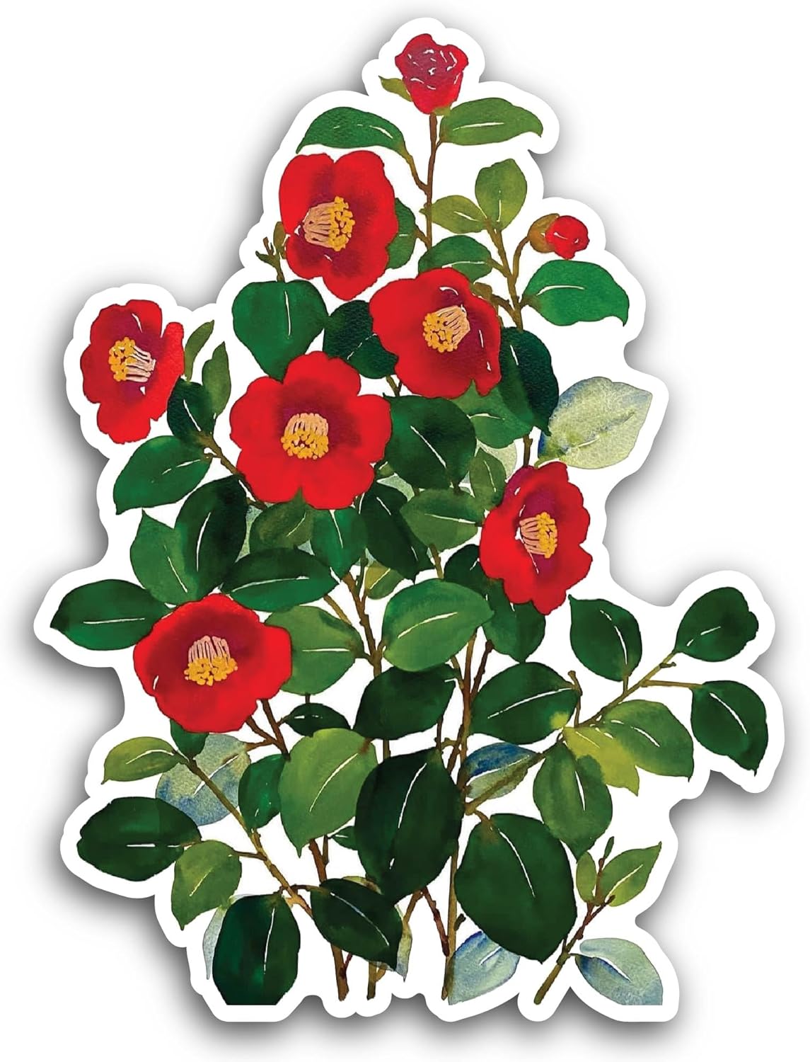 2 (Pieces) 3" and 5" Red Flowers Branch Sticker, Waterproof Vinyl Decals for Many Purpose Like Cars, Trucks, Laptops, Phones, Windows and More