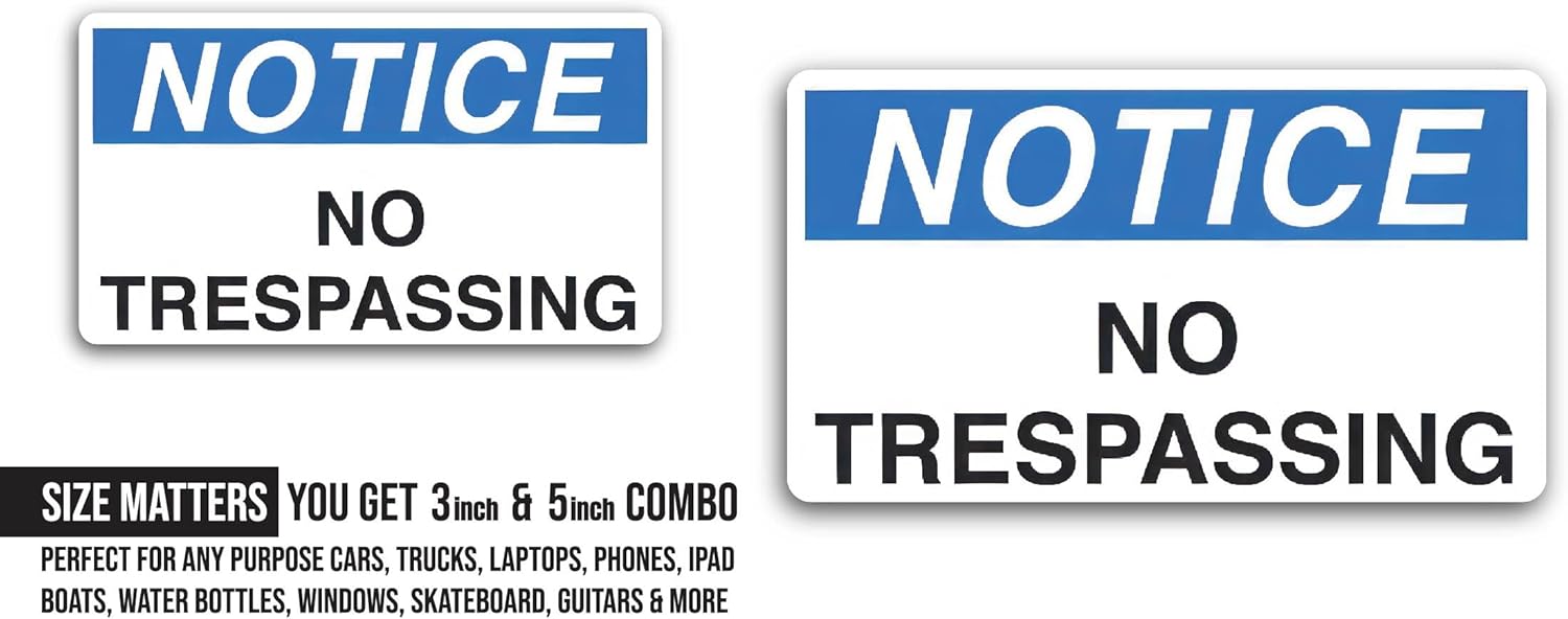 2 (Pieces) 3" and 5" Notice Sticker, Waterproof Vinyl Decals for Many Purpose Like Cars, Trucks, Laptops, Phones, Windows and More