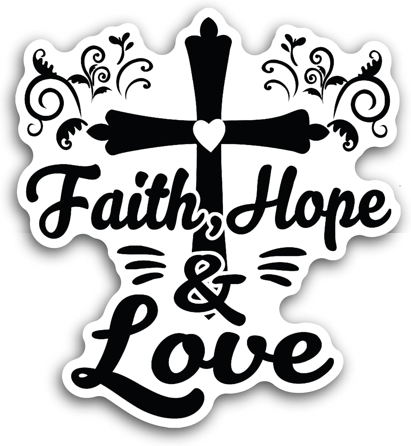 2 (Pieces) 3" and 5" Faith Hope Love Sticker, Waterproof Vinyl Decals for Many Purpose Like Cars, Trucks, Laptops, Phones, Windows and More