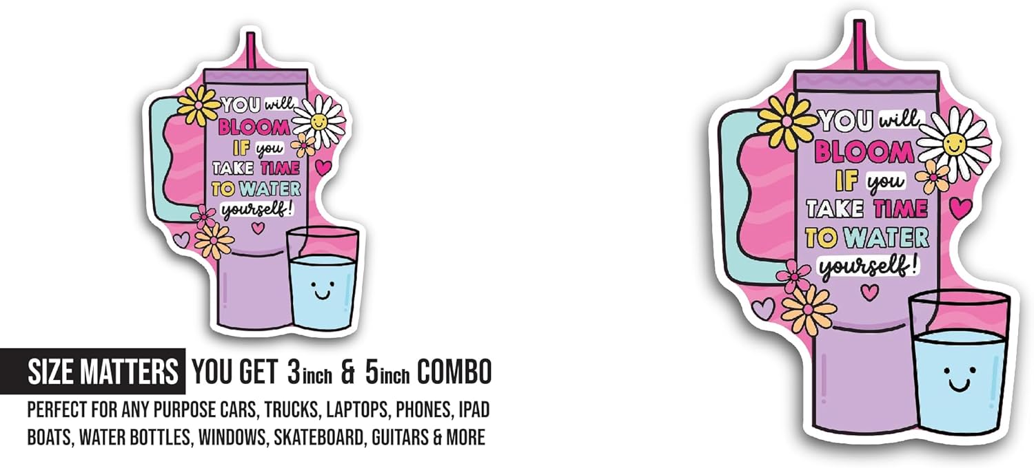 2 (Pieces) 3" and 5" You Bloom Sticker, Waterproof Vinyl Decals for Many Purpose Like Cars, Trucks, Laptops, Phones, Windows and More