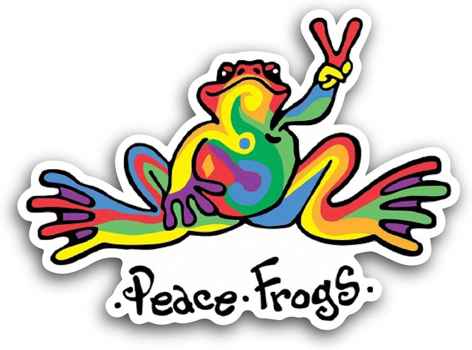 2 (Pieces) 3" and 5" Peace Frogs Sticker, Waterproof Vinyl Decals for Many Purpose Like Cars, Trucks, Laptops, Phones, Windows and More