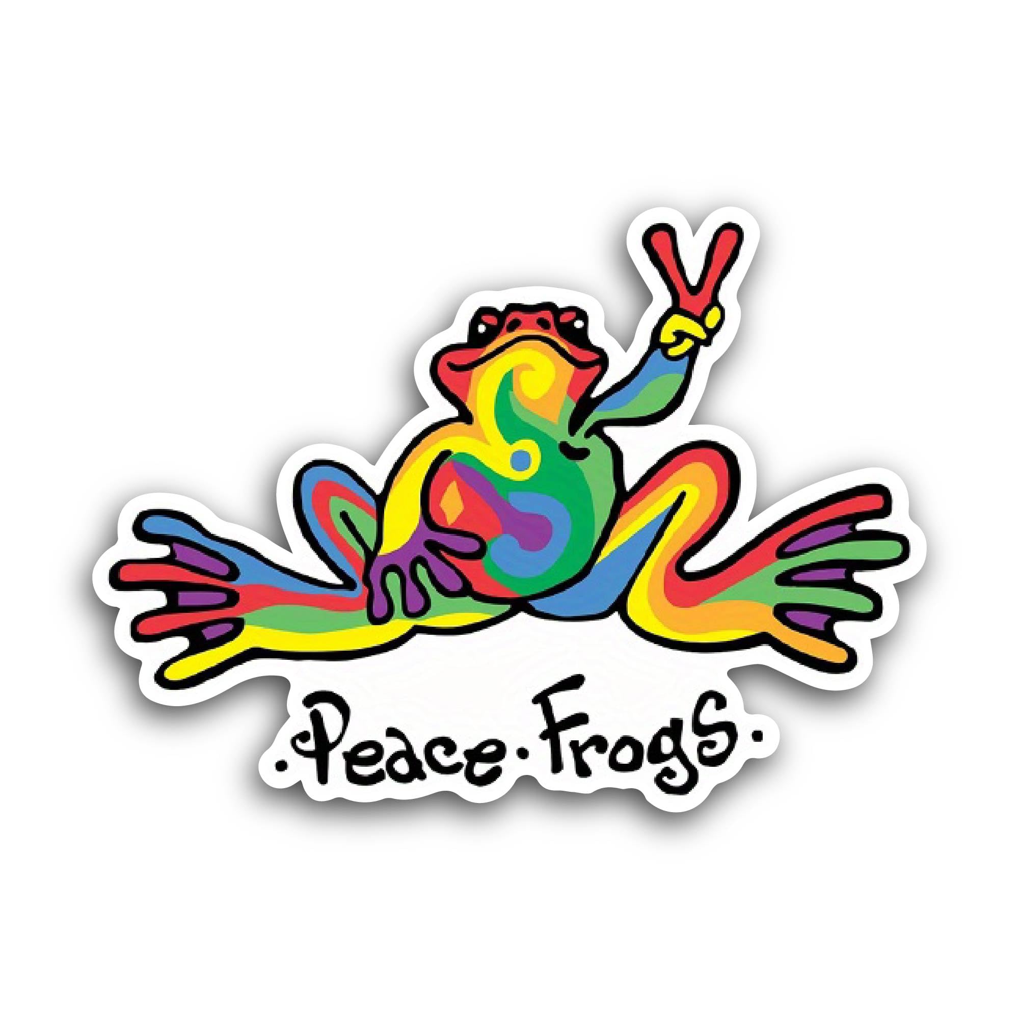 2 (Pieces) 3" and 5" Peace Frogs Sticker, Waterproof Vinyl Decals for Many Purpose Like Cars, Trucks