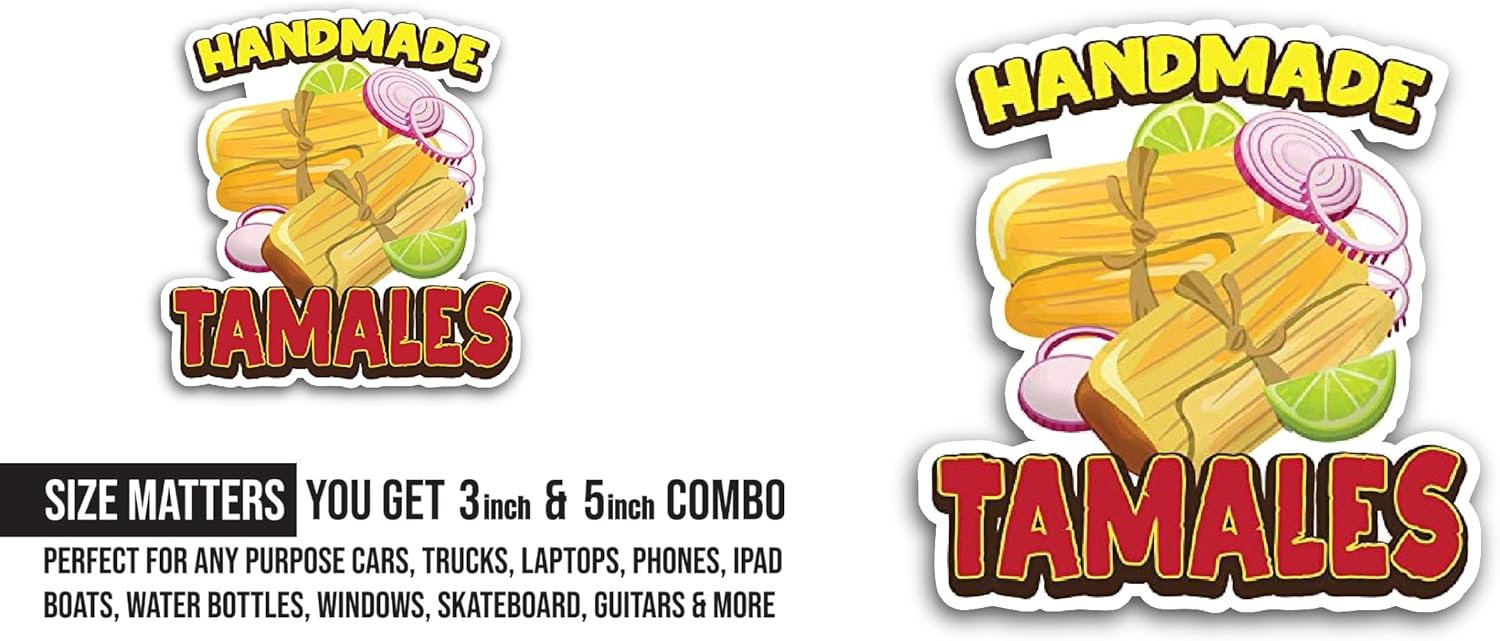 2 (Pieces) 3" and 5" HandmadeTamales Sticker, Waterproof Vinyl Decals for Many Purpose Like Cars, Trucks, Laptops, Phones, Windows and More
