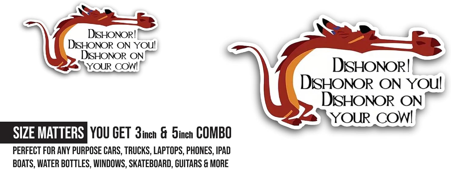 2 (Pieces) 3" and 5" Dishonor on You Sticker, Waterproof Vinyl Decals for Many Purpose Like Cars, Trucks, Laptops, Phones, Windows and More