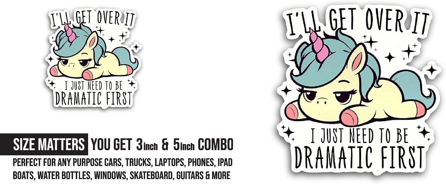 2 (Pieces) 3" and 5" I Just Need to Be Dramatic Sticker, Waterproof Vinyl Decals for Many Purpose Like Cars, Trucks, Laptops, Phones, Windows and More