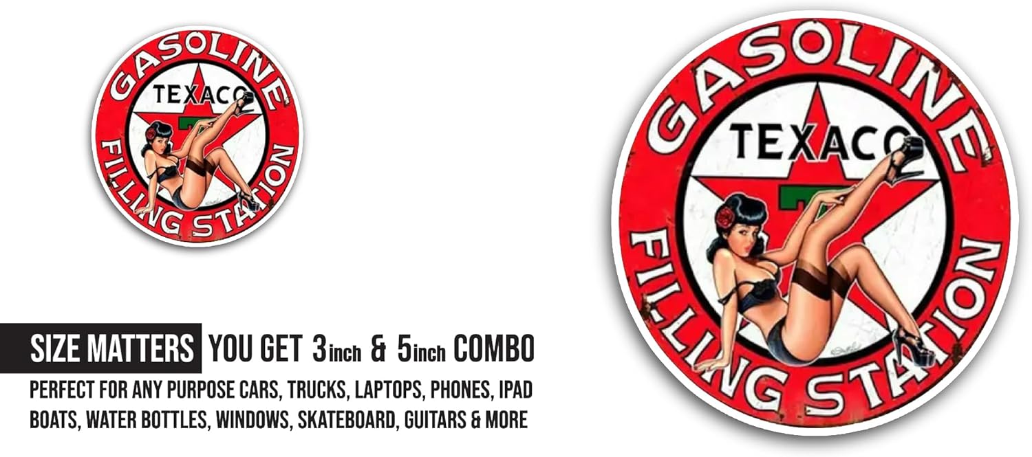 2 (Pieces) 3" and 5" Gasoline Text Sticker, Waterproof Vinyl Decals for Many Purpose Like Cars, Trucks, Laptops, Phones, Windows and More