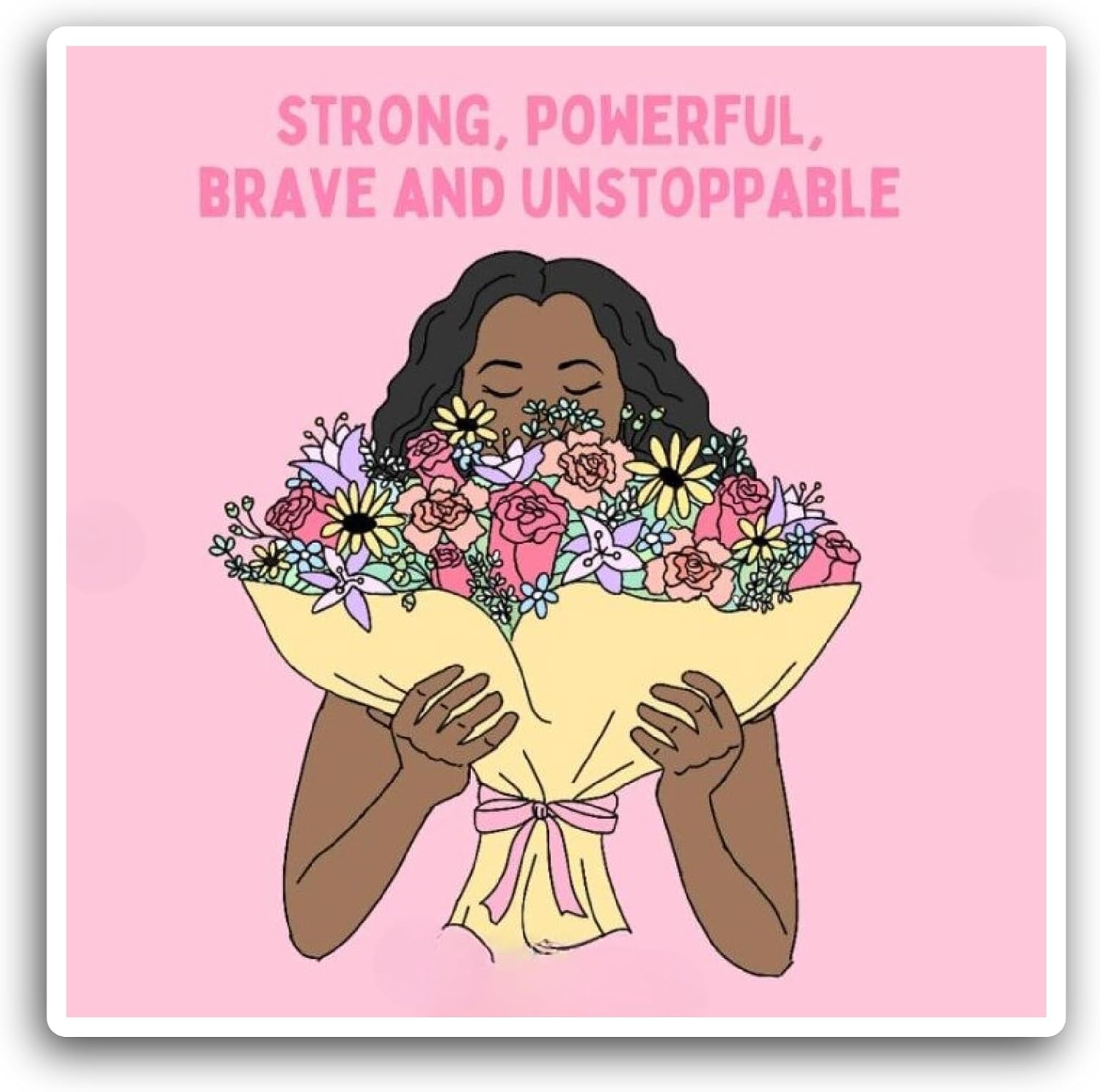 2 (Pieces) 3" and 5" Woman with A Bouquet Sticker, Waterproof Vinyl Decals for Many Purpose Like Cars, Trucks, Laptops, Phones, Windows and More