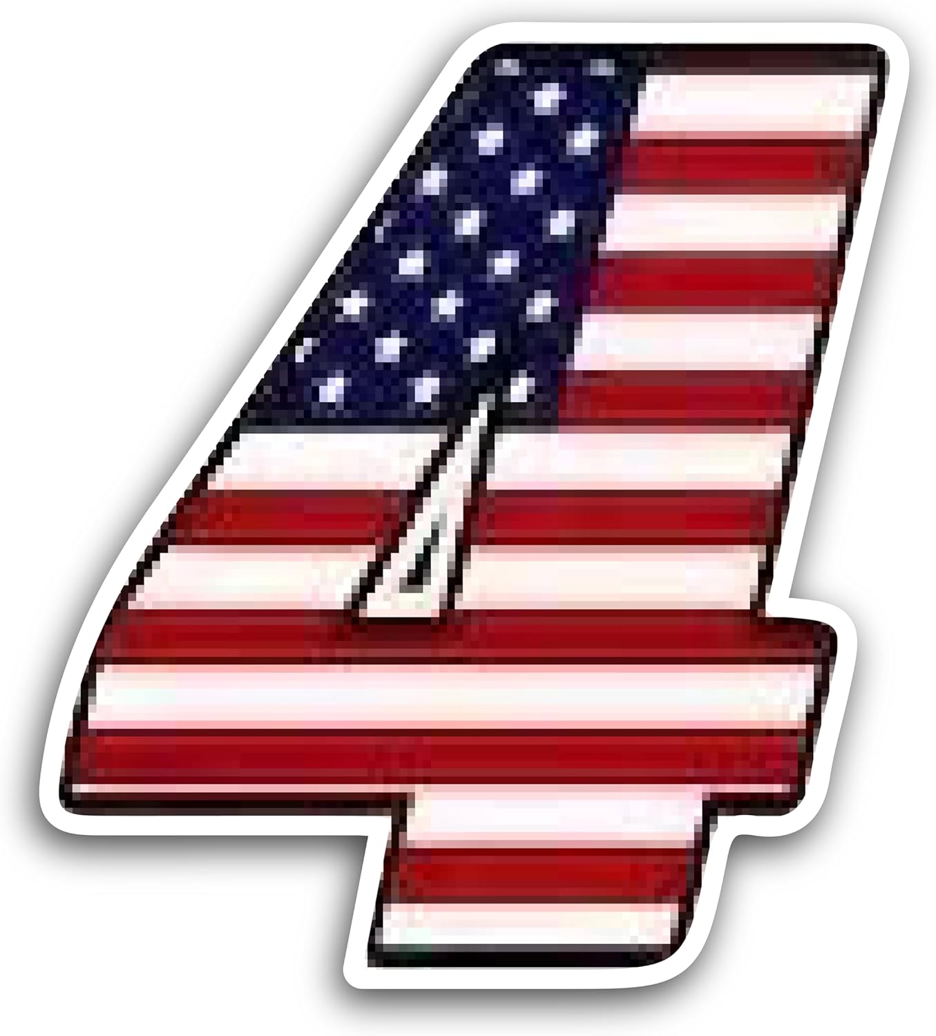 2 (Pieces) 3" and 5" Number Four in American Flag Color Decal Sticker, Waterproof Vinyl Decals for Many Purpose Like Cars, Trucks, Laptops, Phones, Windows and More