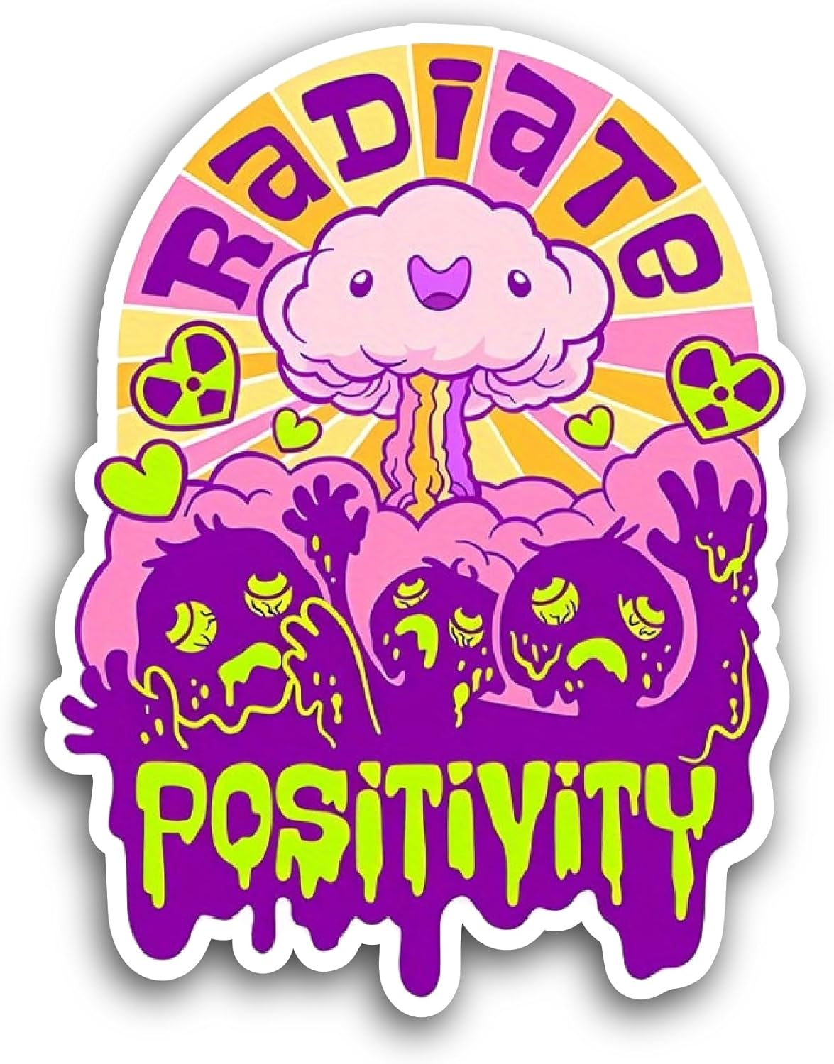 2 (Pieces) 3" and 5" Radiate Positivity Text Sticker, Waterproof Vinyl Decals for Many Purpose Like Cars, Trucks, Laptops, Phones, Windows and More