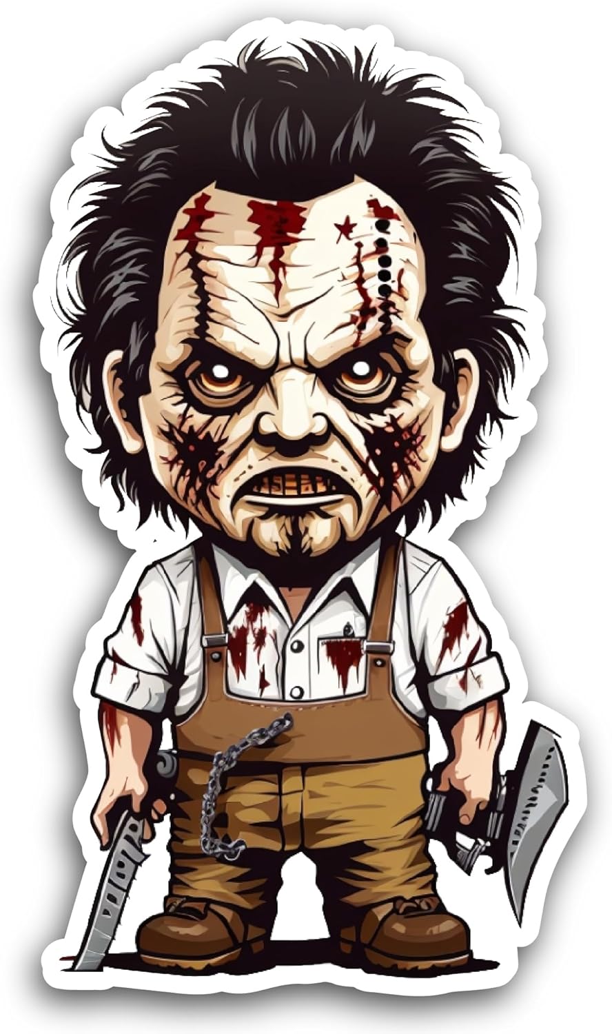 2 (Pieces) 3" and 5" Zombie with Bloody Face Sticker, Waterproof Vinyl Decals for Many Purpose Like Cars, Trucks, Laptops, Phones, Windows and More