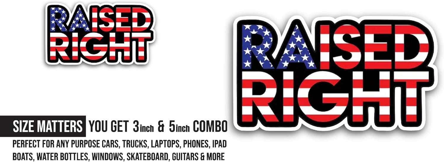 2 (Pieces) 3" and 5" Raised Right Text Sticker, Waterproof Vinyl Decals for Many Purpose Like Cars, Trucks, Laptops, Phones, Windows and More