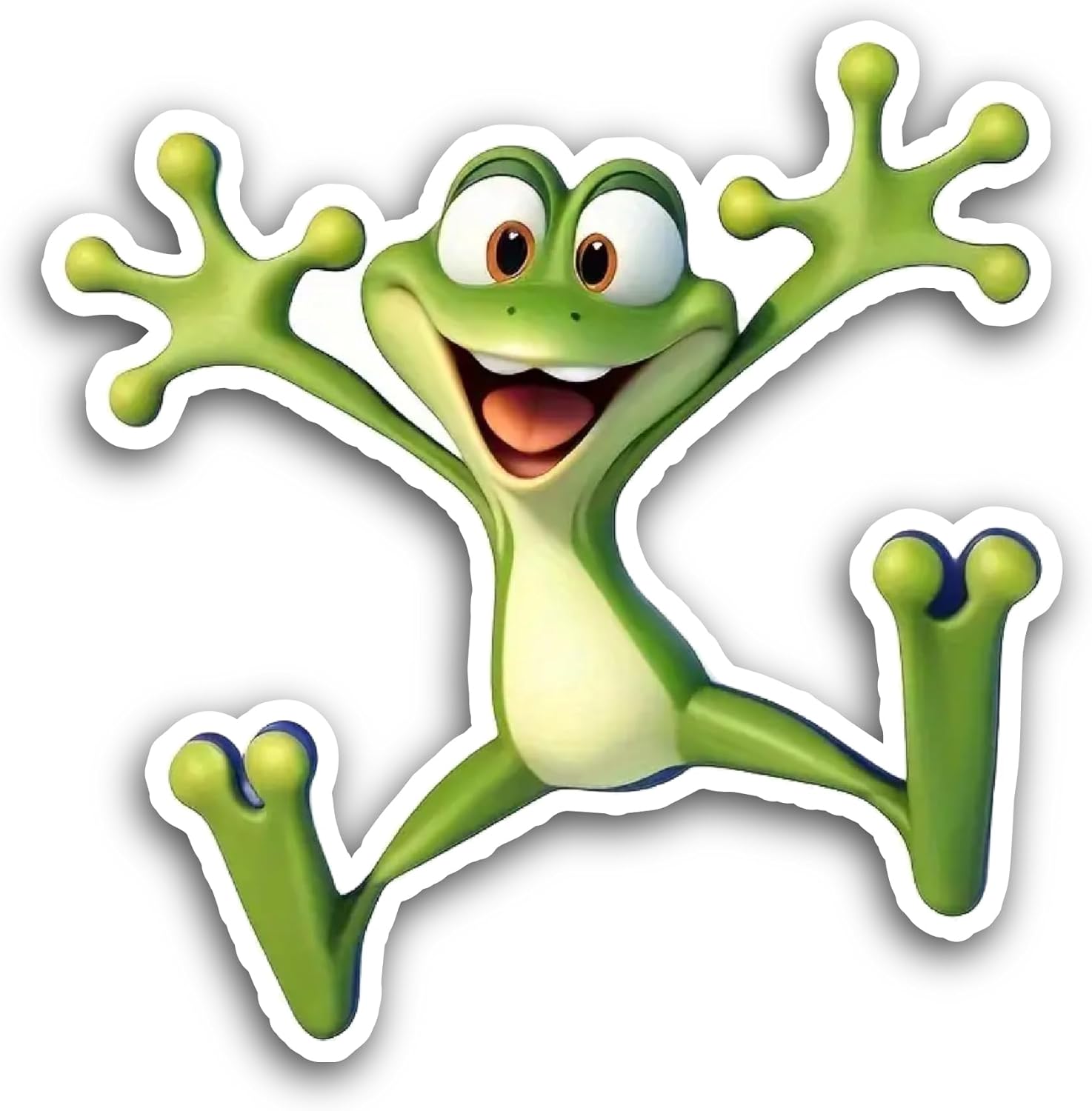 2 (Pieces) 3" and 5" Jumping Green Frog Sticker, Waterproof Vinyl Decals for Many Purpose Like Cars, Trucks, Laptops, Phones, Windows and More
