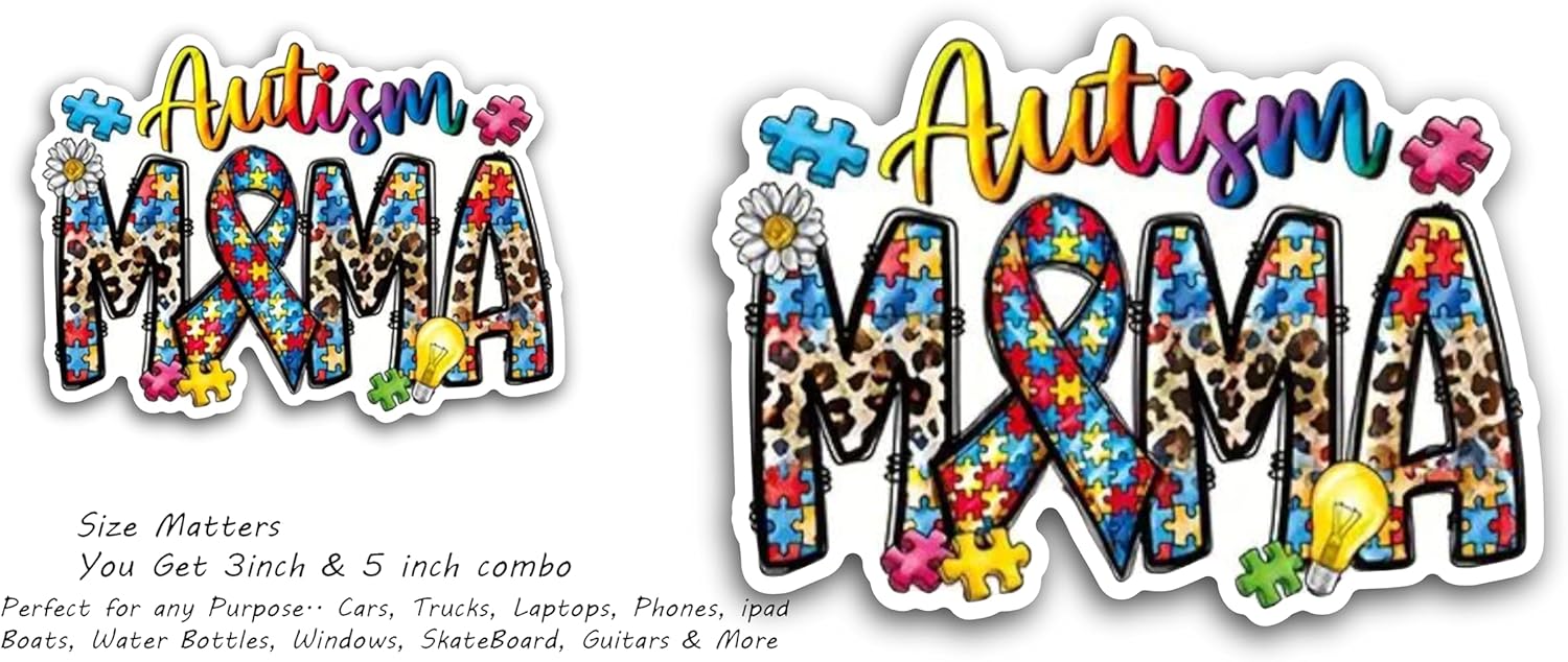 2 (Pieces) 3" and 5" Autism MMA Decal Sticker, Waterproof Vinyl Decals for Many Purpose Like Cars, Trucks, Laptops, Phones, Windows and More