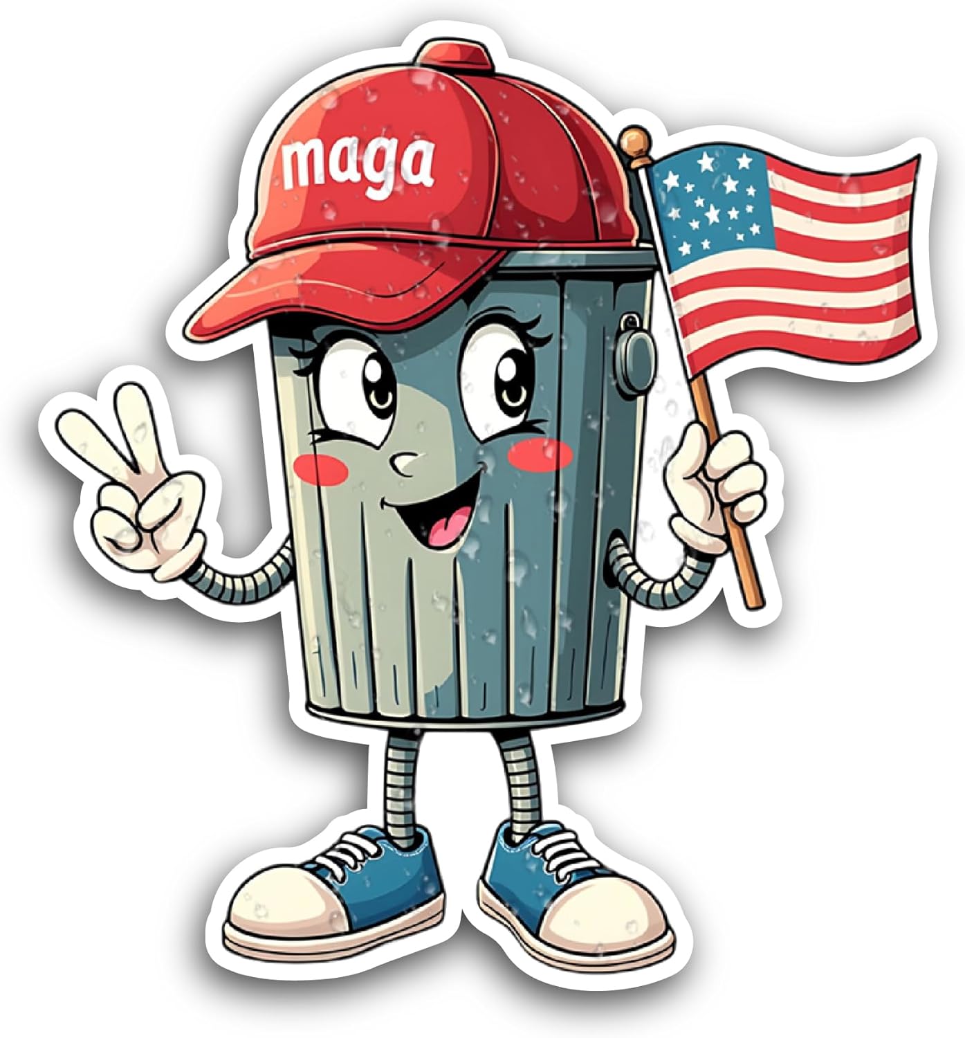 2 (Pieces) 3" and 5" MAGA Trash Can Sticker, Waterproof Vinyl Decals for Many Purpose Like Cars, Trucks, Laptops, Phones, Windows and More