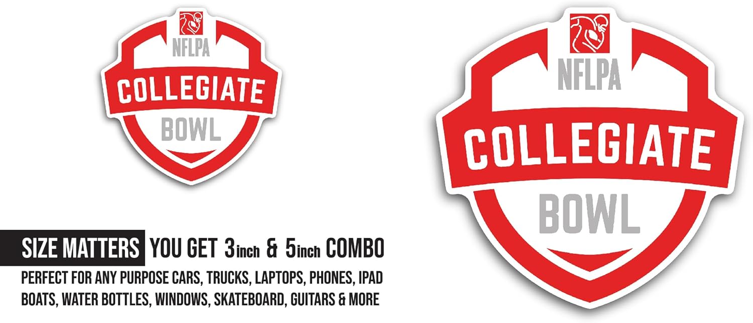 2 (Pieces) 3" and 5" NFLPA C0llegiate Bowl Sticker, Waterproof Vinyl Decals for Many Purpose Like Cars, Trucks, Laptops, Phones, Windows and More