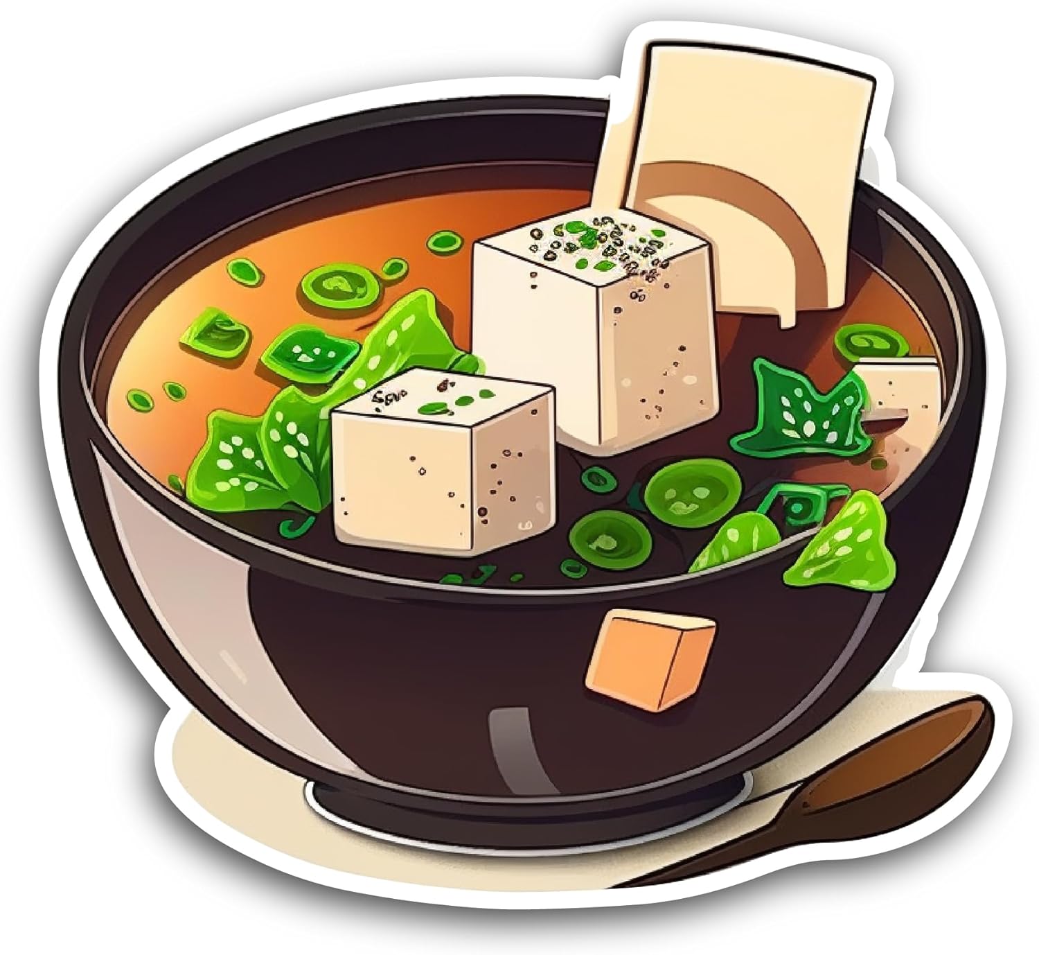 2 (Pieces) 3" and 5" Soup Bawl with Tofu Sticker, Waterproof Vinyl Decals for Many Purpose Like Cars, Trucks, Laptops, Phones, Windows and More