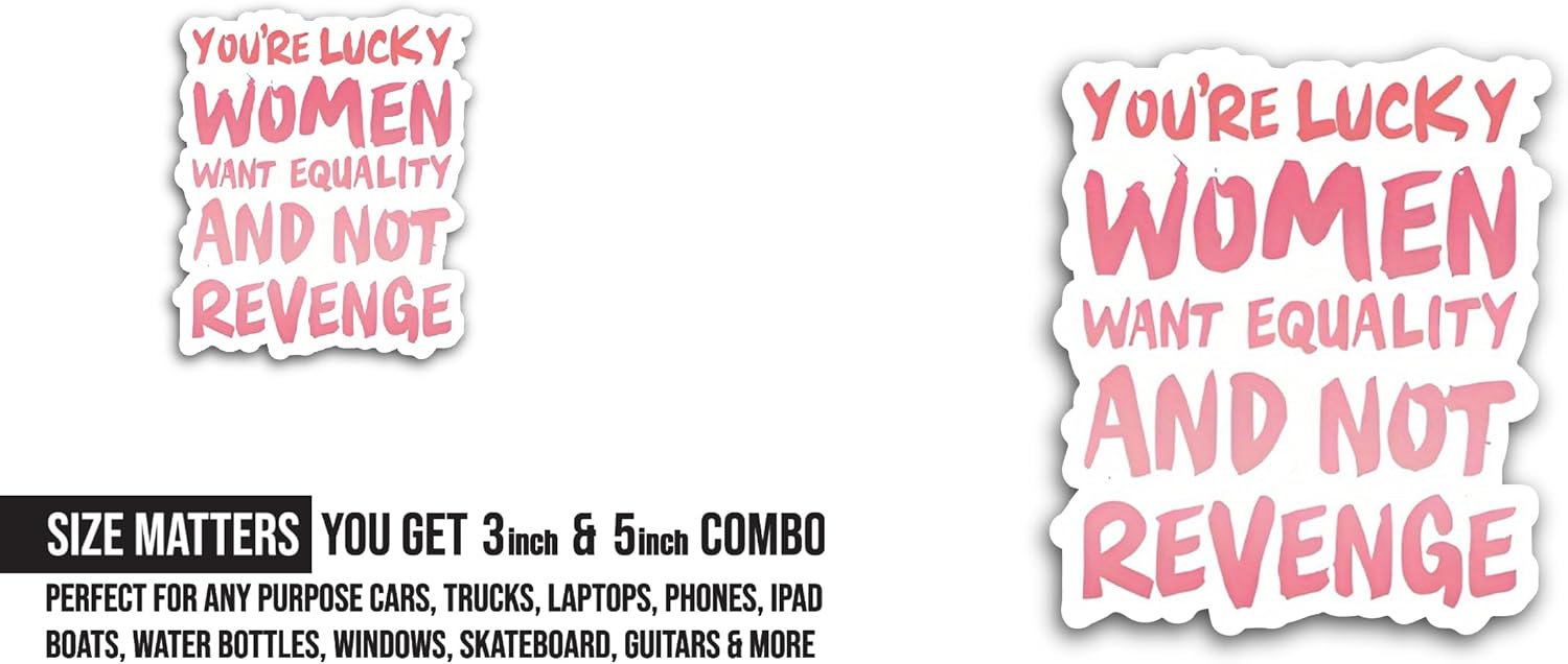 2 (Pieces) 3" and 5" You're Lucky Women Sticker, Waterproof Vinyl Decals for Many Purpose Like Cars, Trucks, Laptops, Phones, Windows and More