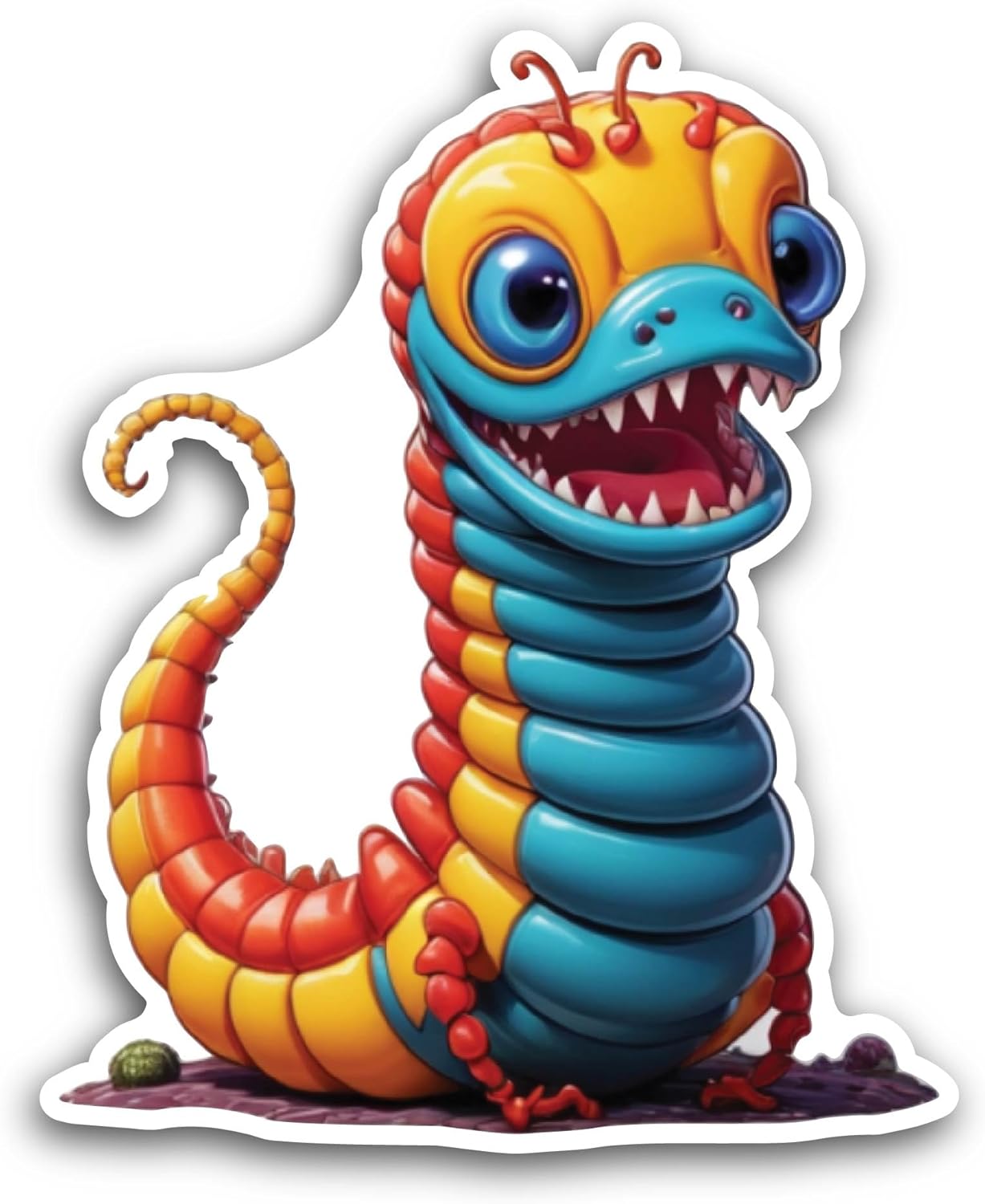 2 (Pieces) 3" and 5" Worm Monster Sticker, Waterproof Vinyl Decals for Many Purpose Like Cars, Trucks, Laptops, Phones, Windows and More