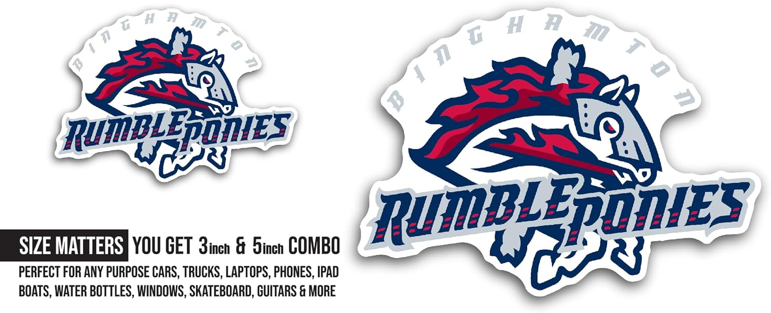 2 (Pieces) 3" and 5" Binghamton Rumble P0nies Sticker, Waterproof Vinyl Decals for Many Purpose Like Cars, Trucks, Laptops, Phones, Windows and More