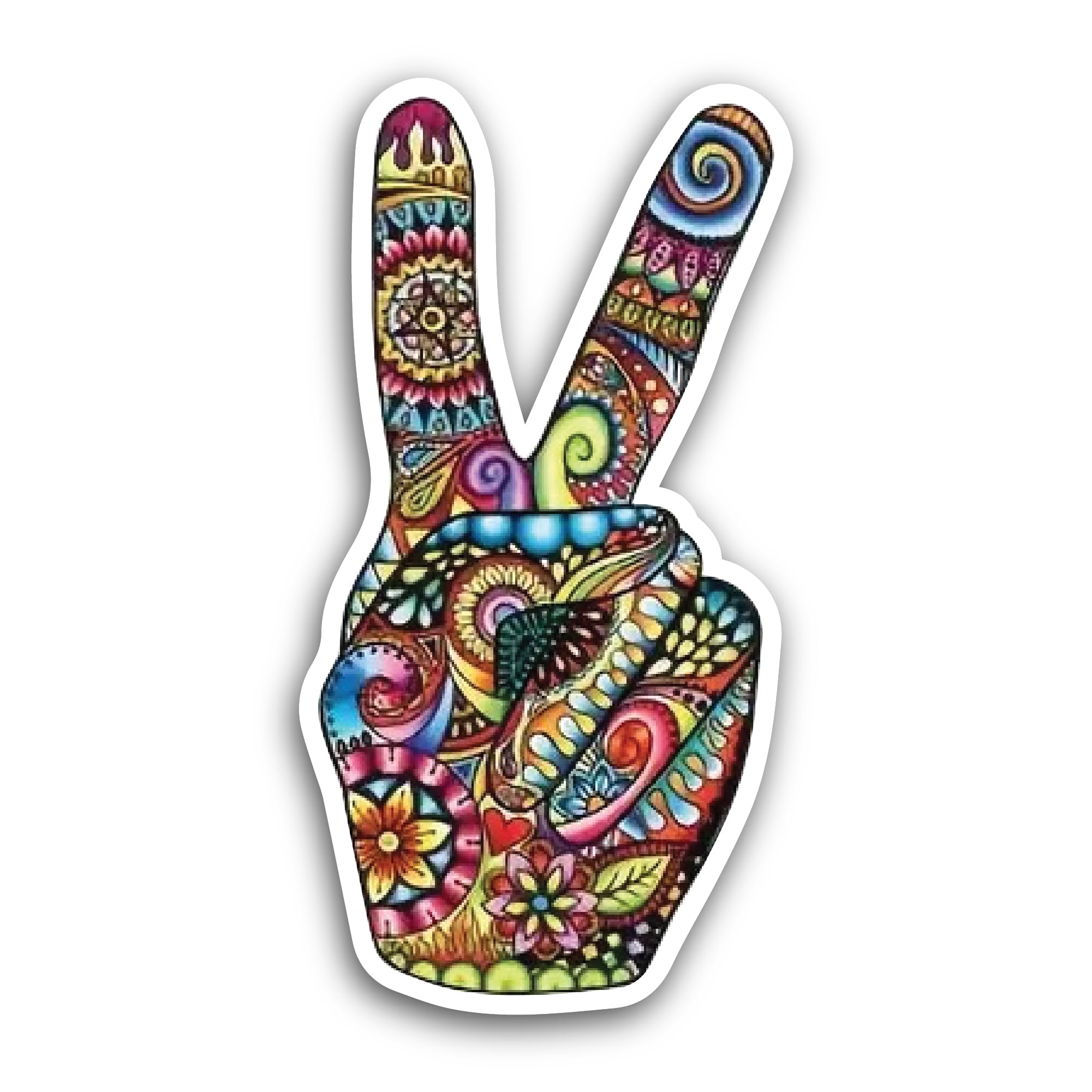 2 (Pieces) 3" and 5" Victory Hand Symbol with Design Decal Sticker, Waterproof Vinyl Decals for Many