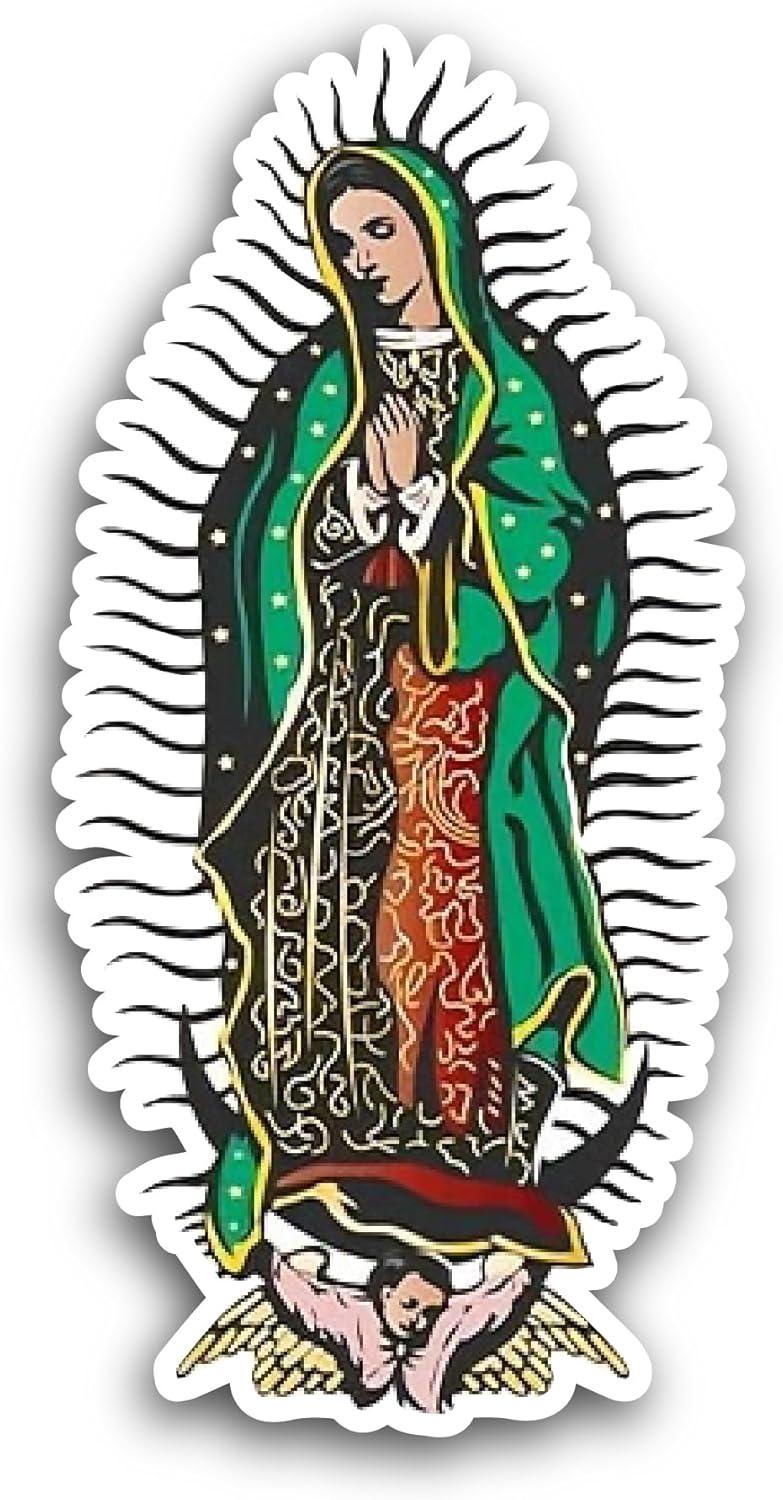 2 (Pieces) 3" and 5" Our Lady of Guadalupe Sticker, Waterproof Vinyl Decals for Many Purpose Like Cars, Trucks, Laptops, Phones, Windows and More