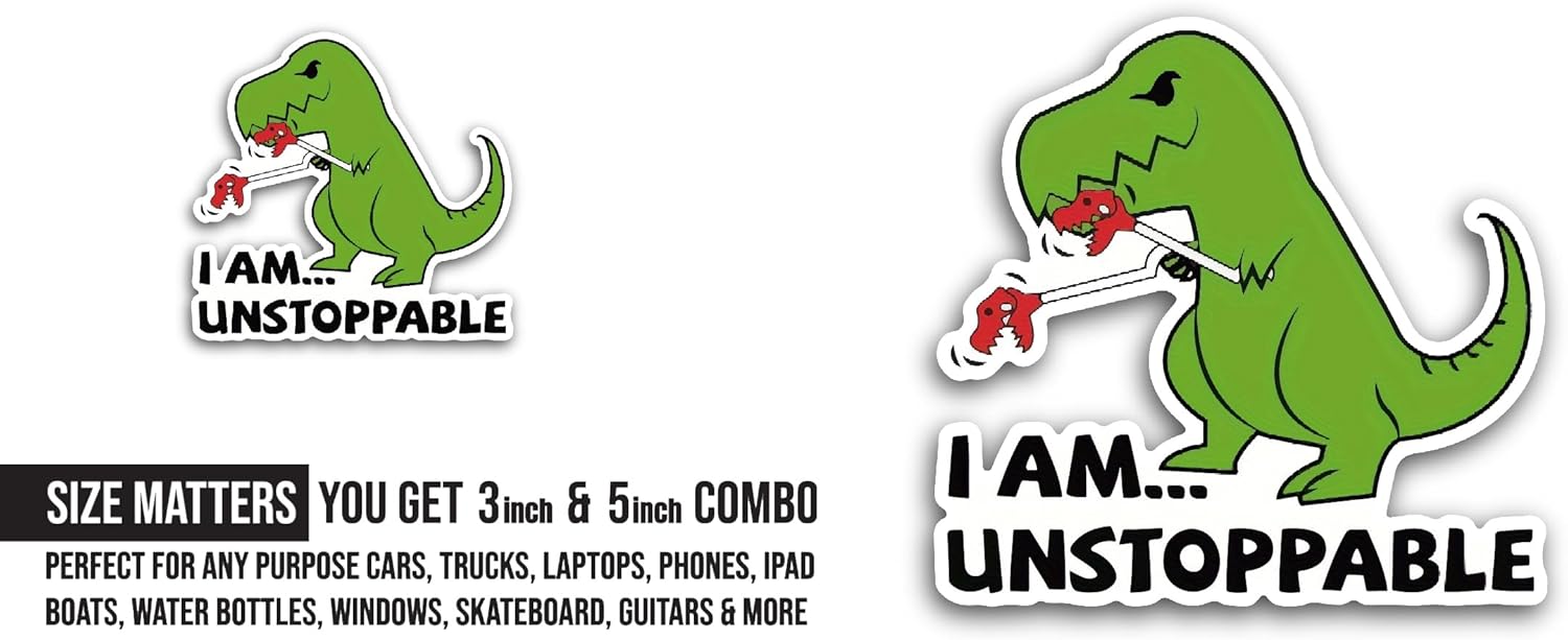 2 (Pieces) 3" and 5" I Am Unstoppable Sticker, Waterproof Vinyl Decals for Many Purpose Like Cars, Trucks, Laptops, Phones, Windows and More