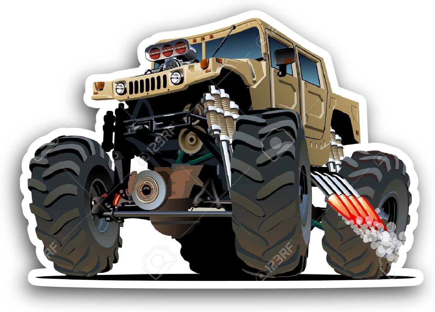 2 (Pieces) 3" and 5" Hummer Jeep Sticker, Waterproof Vinyl Decals for Many Purpose Like Cars, Trucks, Laptops, Phones, Windows and More