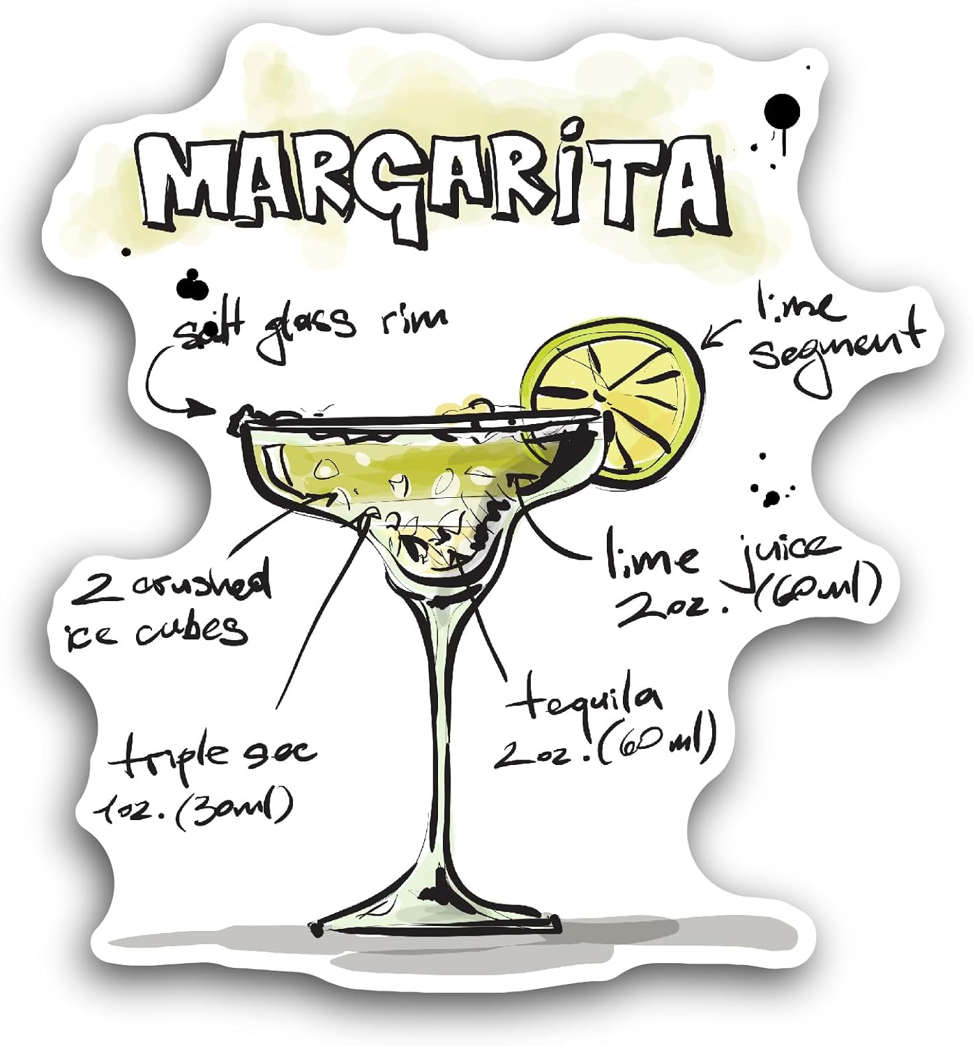 2 (Pieces) 3" and 5" Margarita Drink Sticker, Waterproof Vinyl Decals for Many Purpose Like Cars, Trucks, Laptops, Phones, Windows and More