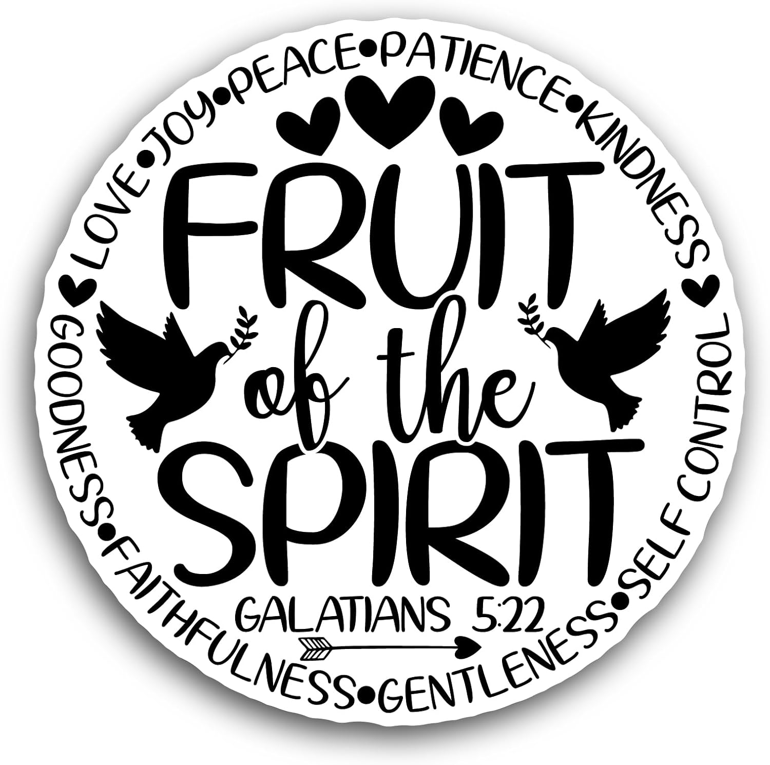 2 (Pieces) 3" and 5" The Fruit of The Spirit Text Sticker, Waterproof Vinyl Decals for Many Purpose Like Cars, Trucks, Laptops, Phones, Windows and More