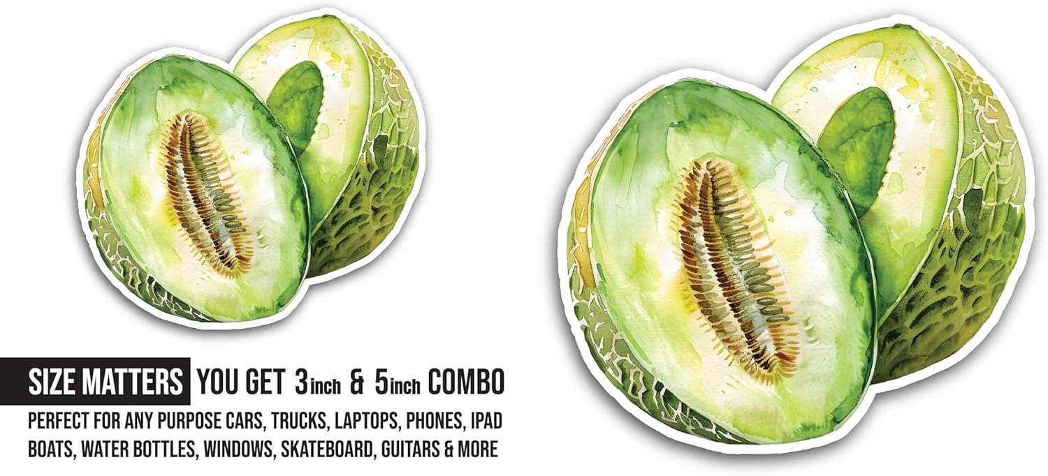 2 (Pieces) 3" and 5" Cantaloupe Sticker, Waterproof Vinyl Decals for Many Purpose Like Cars, Trucks, Laptops, Phones, Windows and More