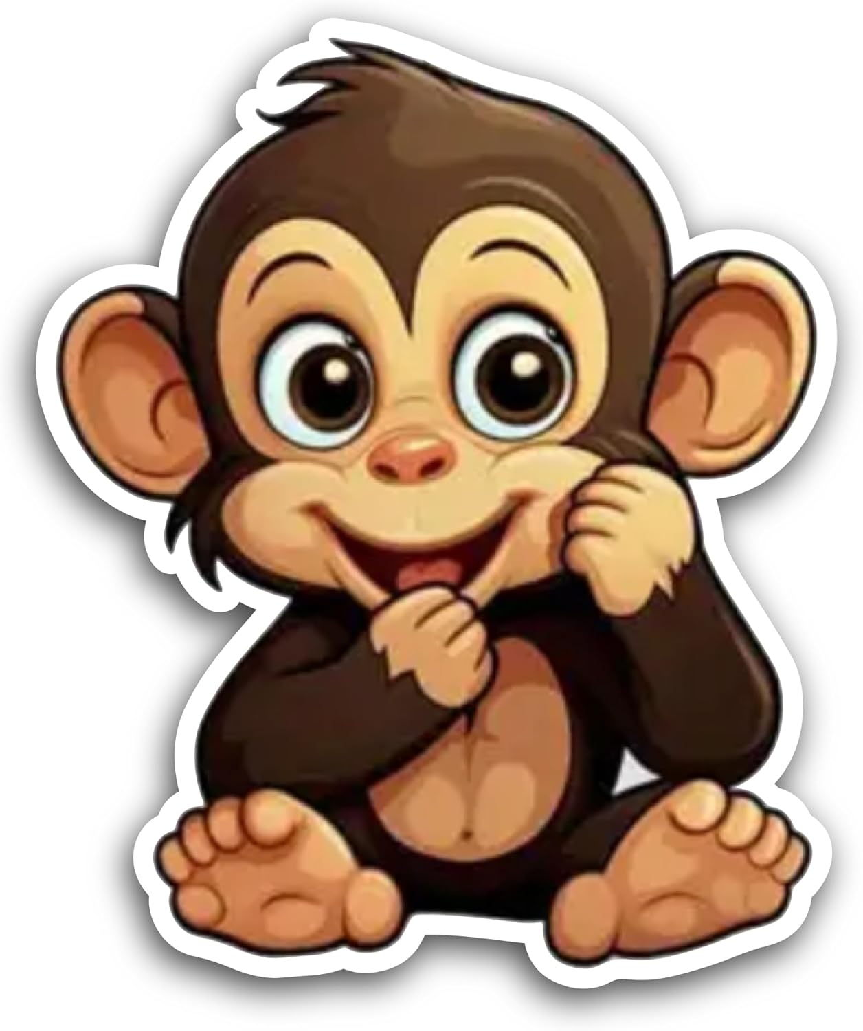 2 (Pieces) 3" and 5" Cute Cartoon Monkey Sticker, Waterproof Vinyl Decals for Many Purpose Like Cars, Trucks, Laptops, Phones, Windows and More