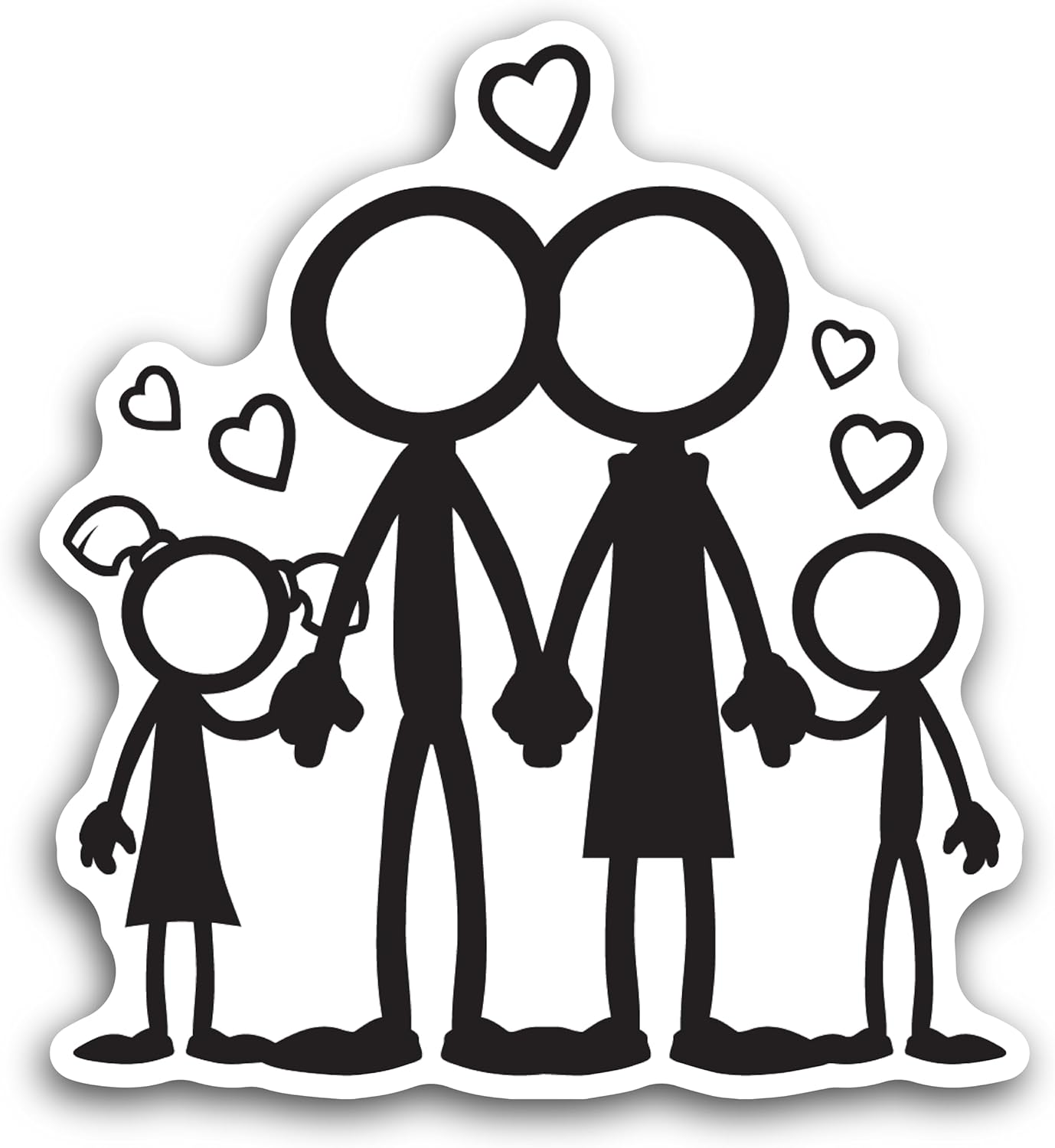 2 (Pieces) 3" and 5" Family Standing Decal Sticker, Waterproof Vinyl Decals for Many Purpose Like Cars, Trucks, Laptops, Phones, Windows and More