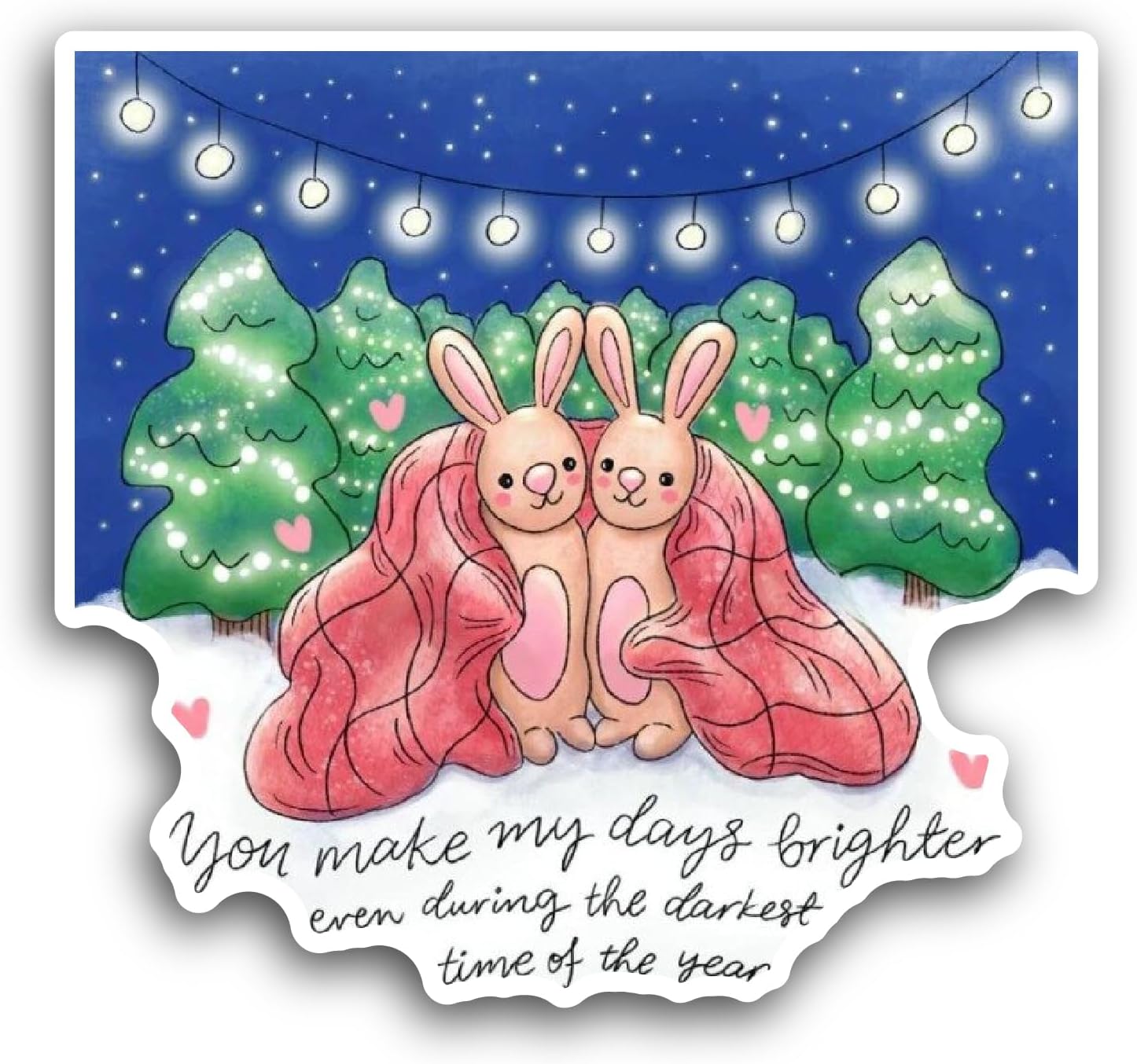2 (Pieces) 3" and 5" Rabbit Couple Sticker, Waterproof Vinyl Decals for Many Purpose Like Cars, Trucks, Laptops, Phones, Windows and More
