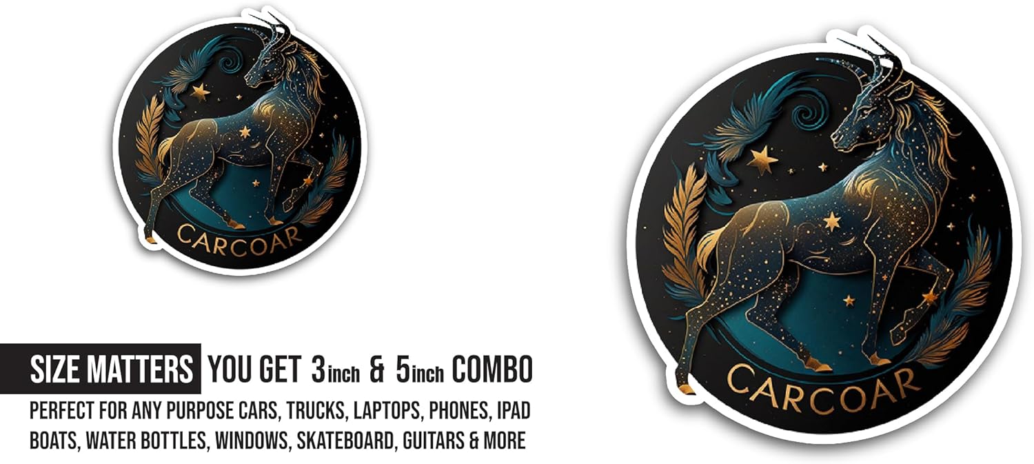 2 (Pieces) 3" and 5" Zodiac Sign of The Goat Sticker, Waterproof Vinyl Decals for Many Purpose Like Cars, Trucks, Laptops, Phones, Windows and More