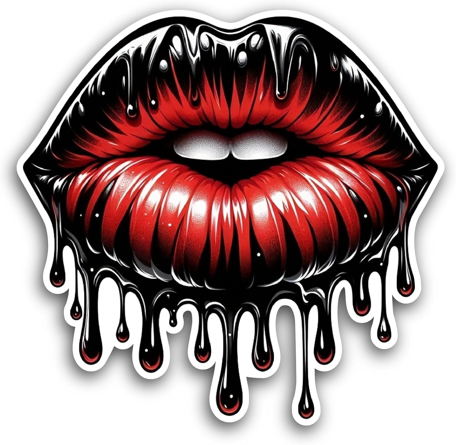 2 (Pieces) 3" and 5" Dripping Lips Sticker, Waterproof Vinyl Decals for Many Purpose Like Cars, Trucks, Laptops, Phones, Windows and More