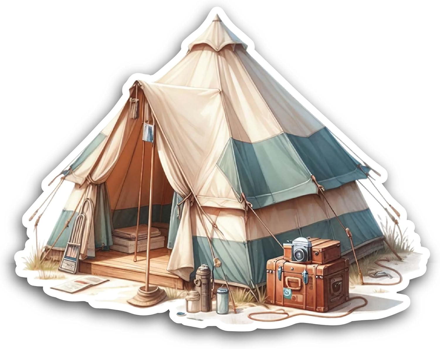 2 (Pieces) 3" and 5" Tourist Tent Sticker, Waterproof Vinyl Decals for Many Purpose Like Cars, Trucks, Laptops, Phones, Windows and More
